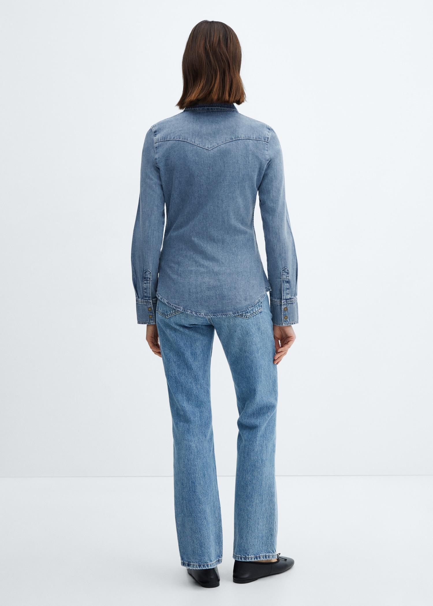 Chest-pocket denim shirt - Women | MANGO USA Product Image