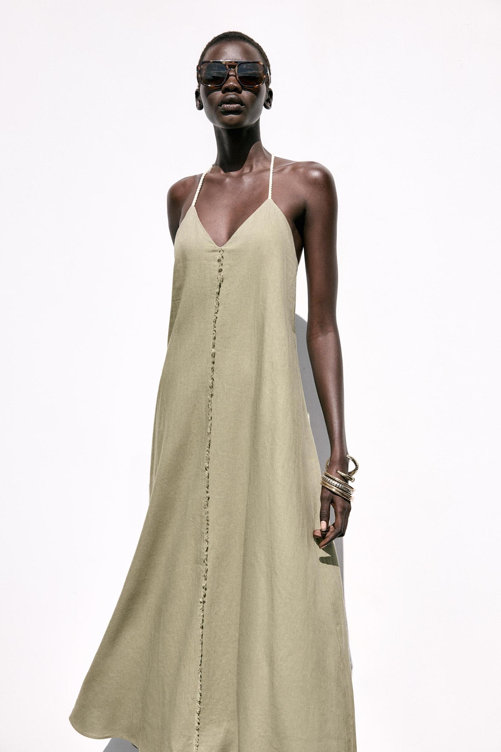 VOLUMINOUS LINEN MIDI DRESS Product Image