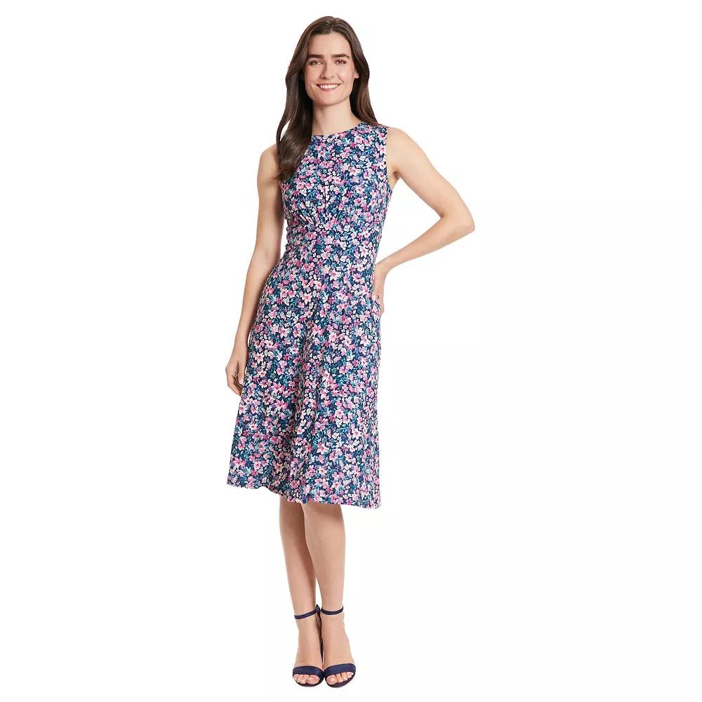 Women's London Times Inset Waist Print Midi Dress,  Product Image