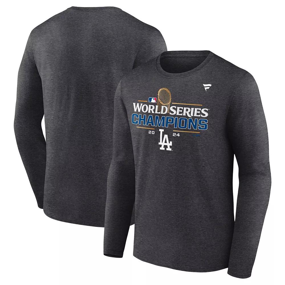 Men's Fanatics Heather Charcoal Los Angeles Dodgers Big & Tall 2024 World Series Champions Locker Room Long Sleeve T-Shirt, Size: 4XB Product Image