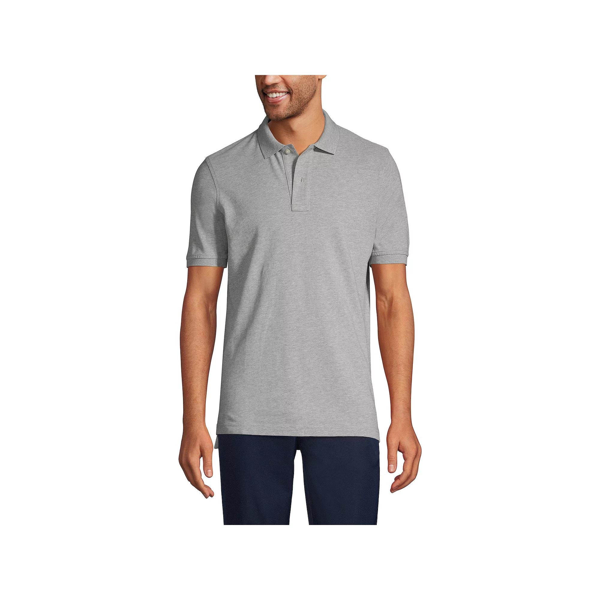 Men's Lands' End Short Sleeve Mesh Polo Shirt, Size: XL, Gray Grey Product Image