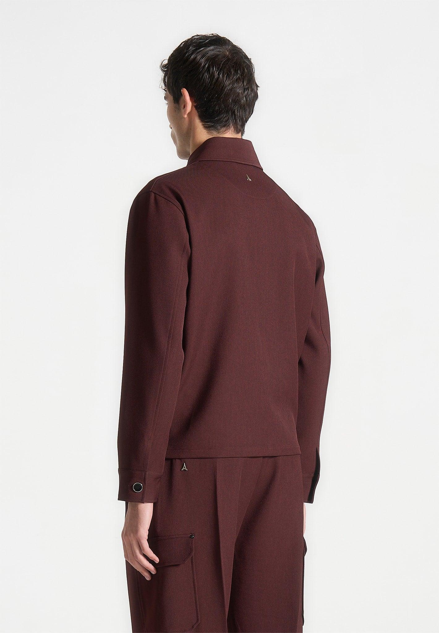Benoit - Twill Pocket Cropped Shirt - Wine Red Male Product Image