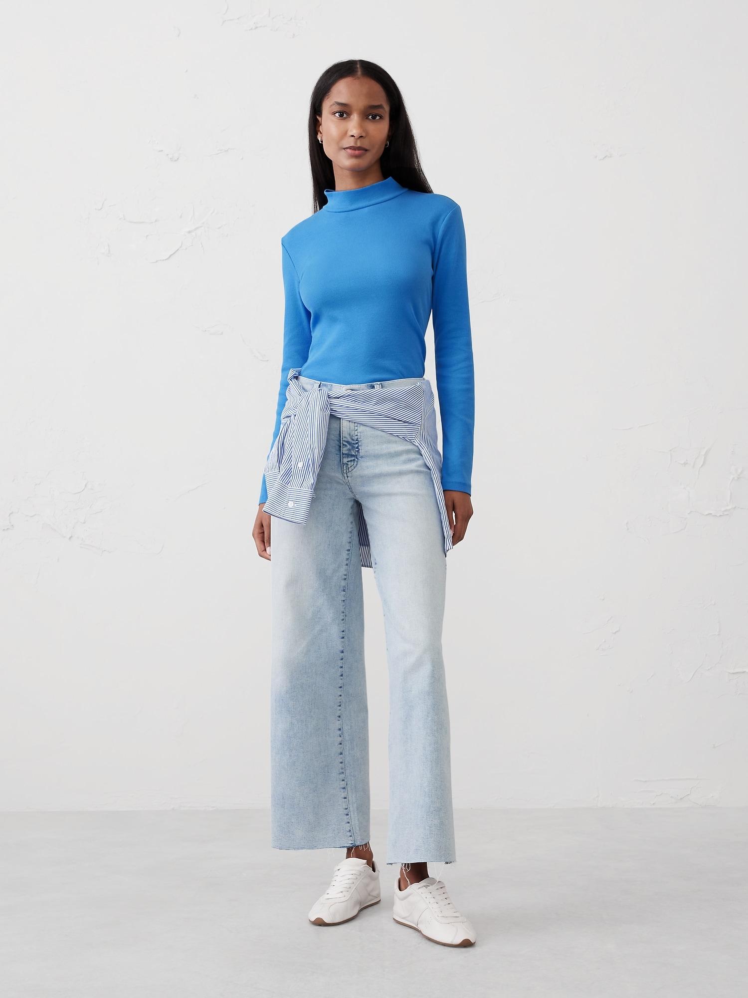 Ribbed Mock-Neck T-Shirt Product Image