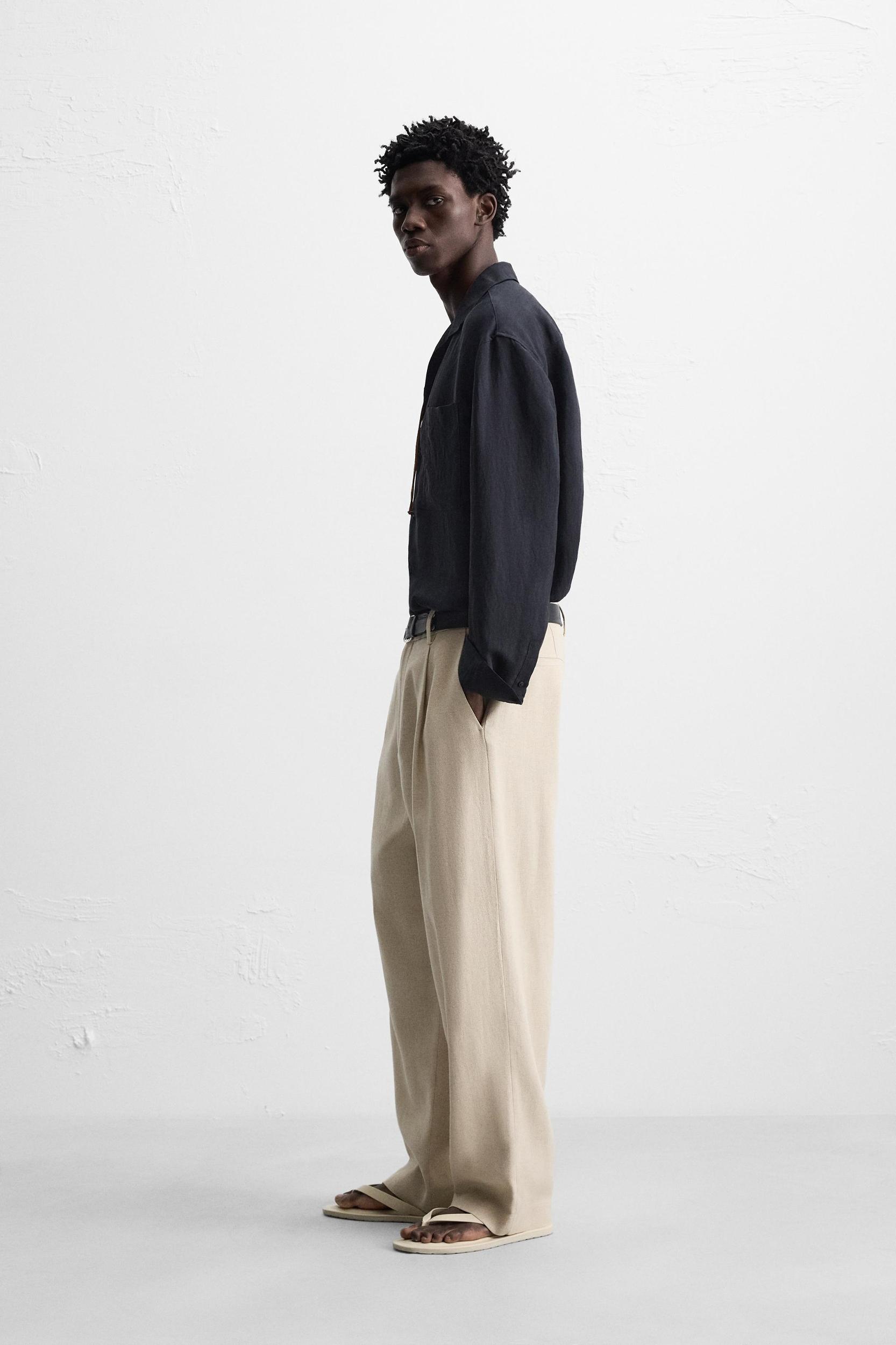 LINEN - COTTON PLEATED PANTS Product Image
