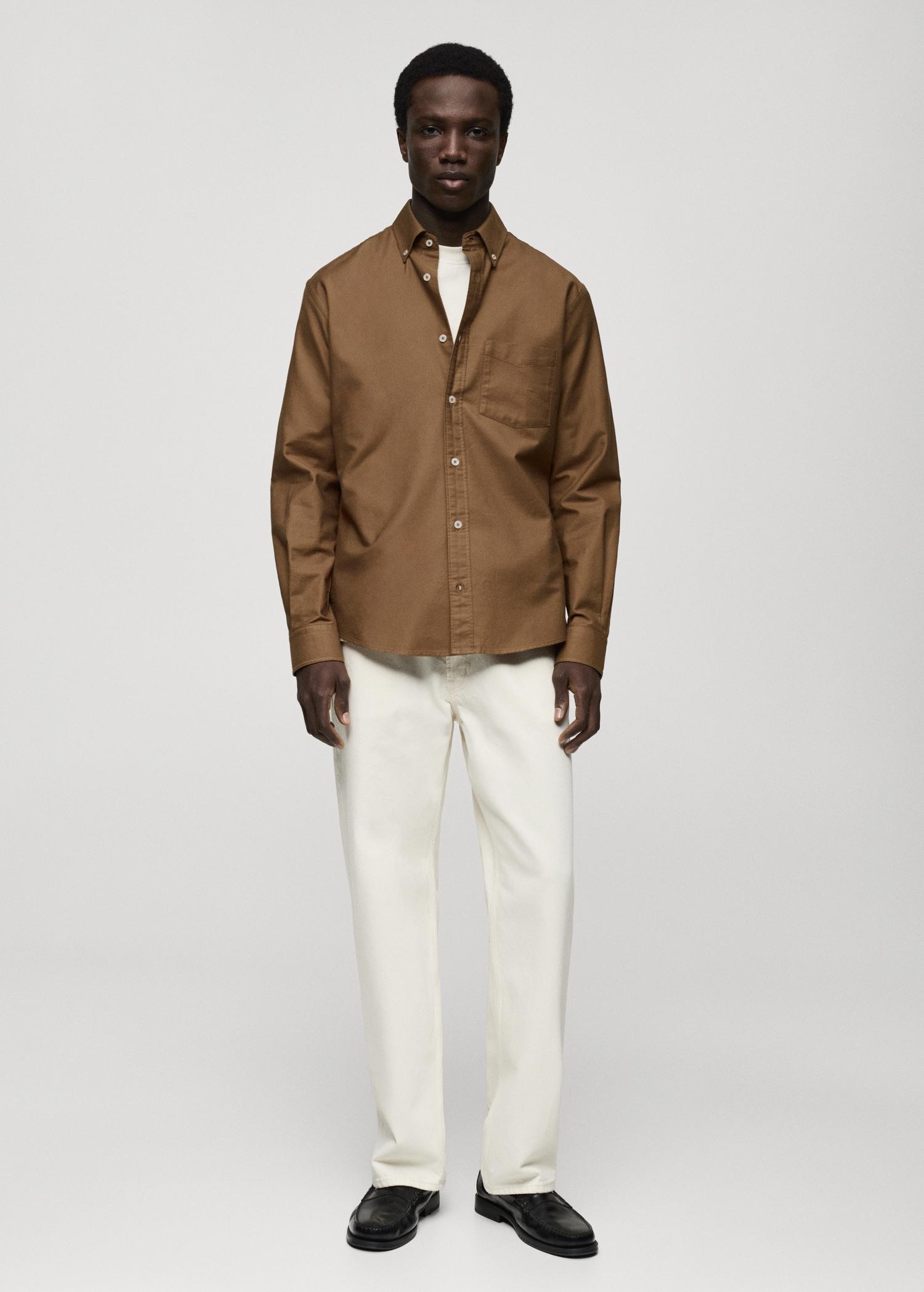 100% cotton Oxford shirt - Men | MANGO USA Product Image