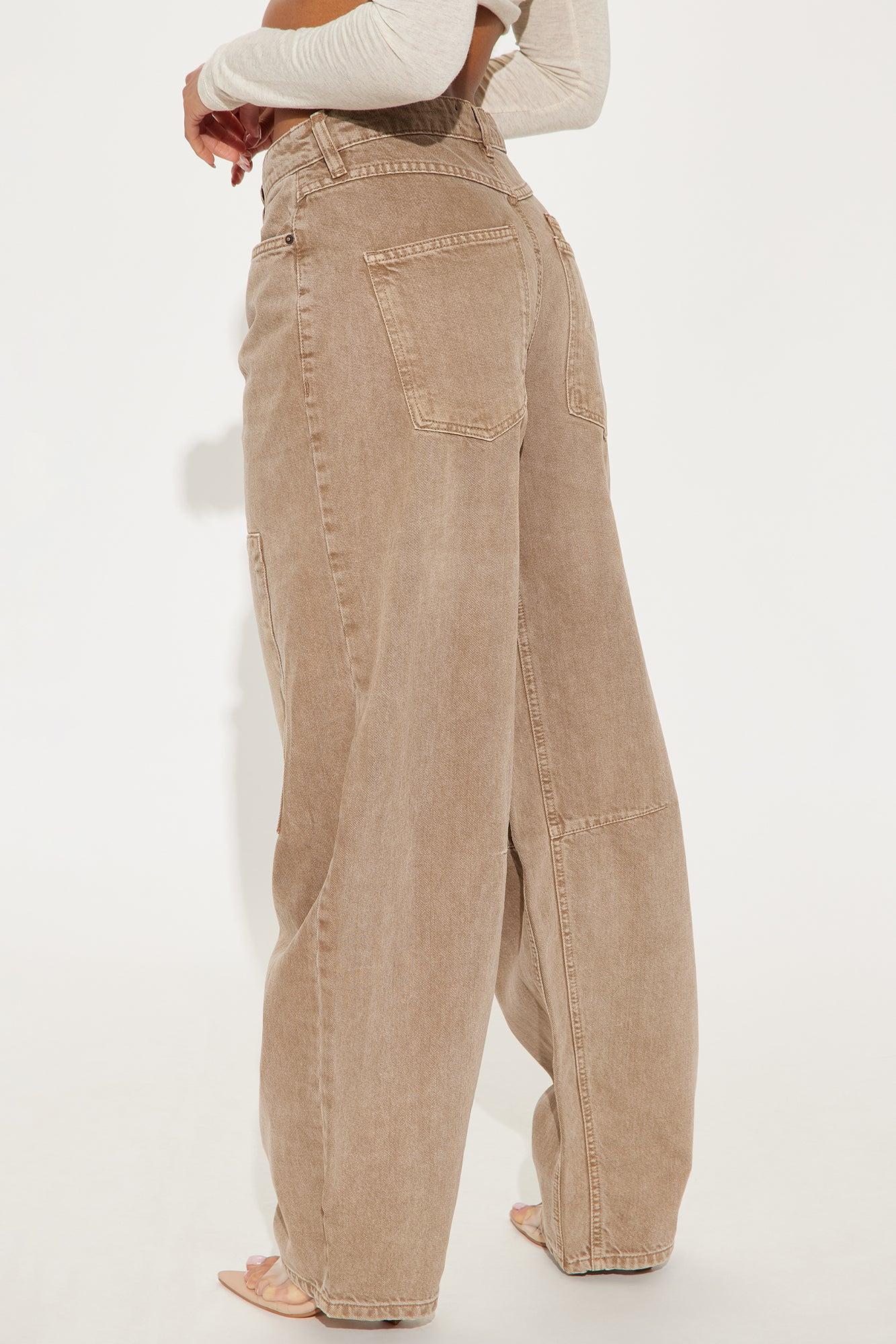 Sinead Baggy Taper Leg Jeans - Mocha Product Image