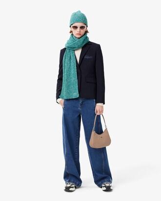 Mercerized Carded Wool Rib Knit Scarf Product Image