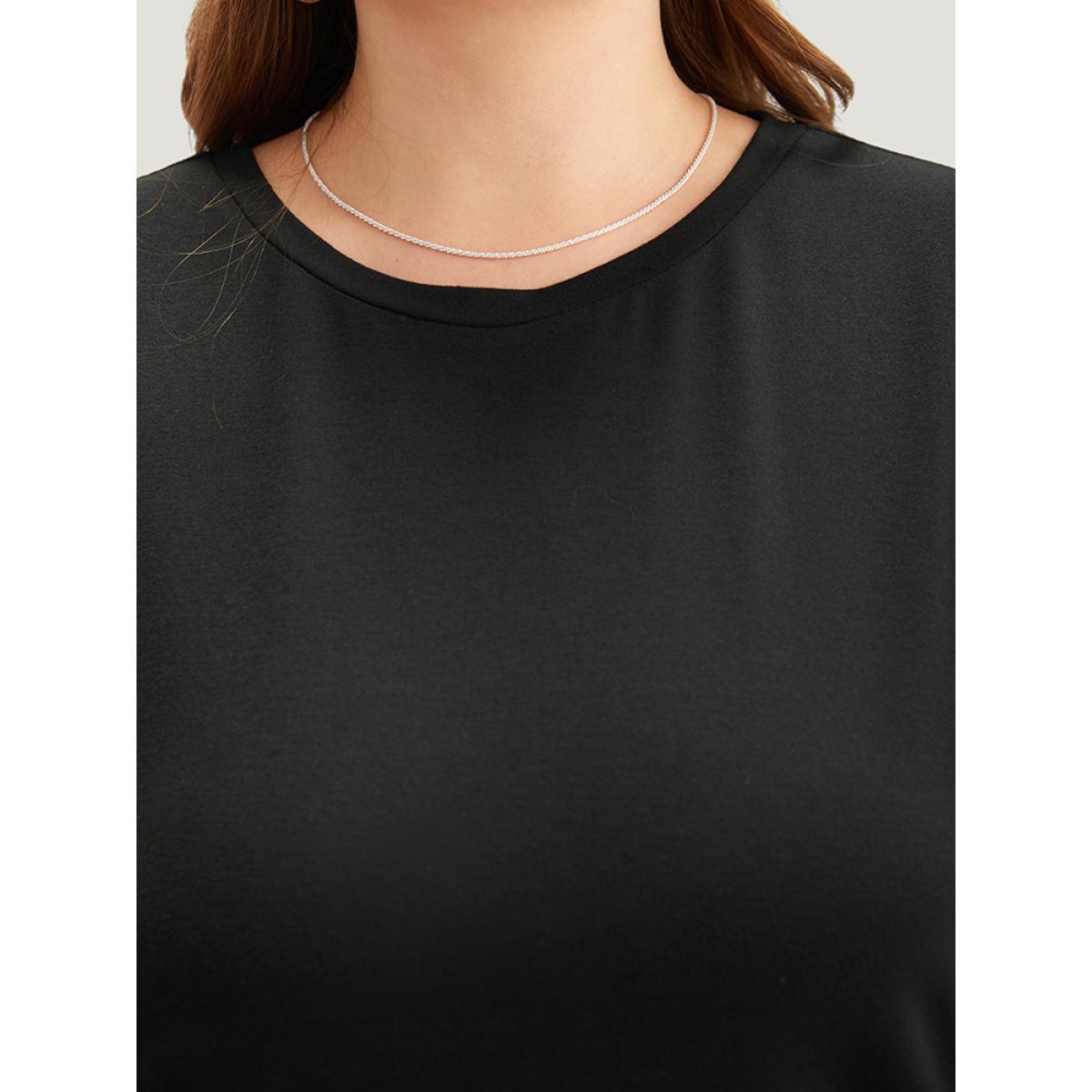 Plus Size Leopard Mesh Patchwork Round Neck Sweatshirt Women Black Elegant Elastic cuffs Round Neck Dailywear Sweatshirts BloomChic 12/L Product Image