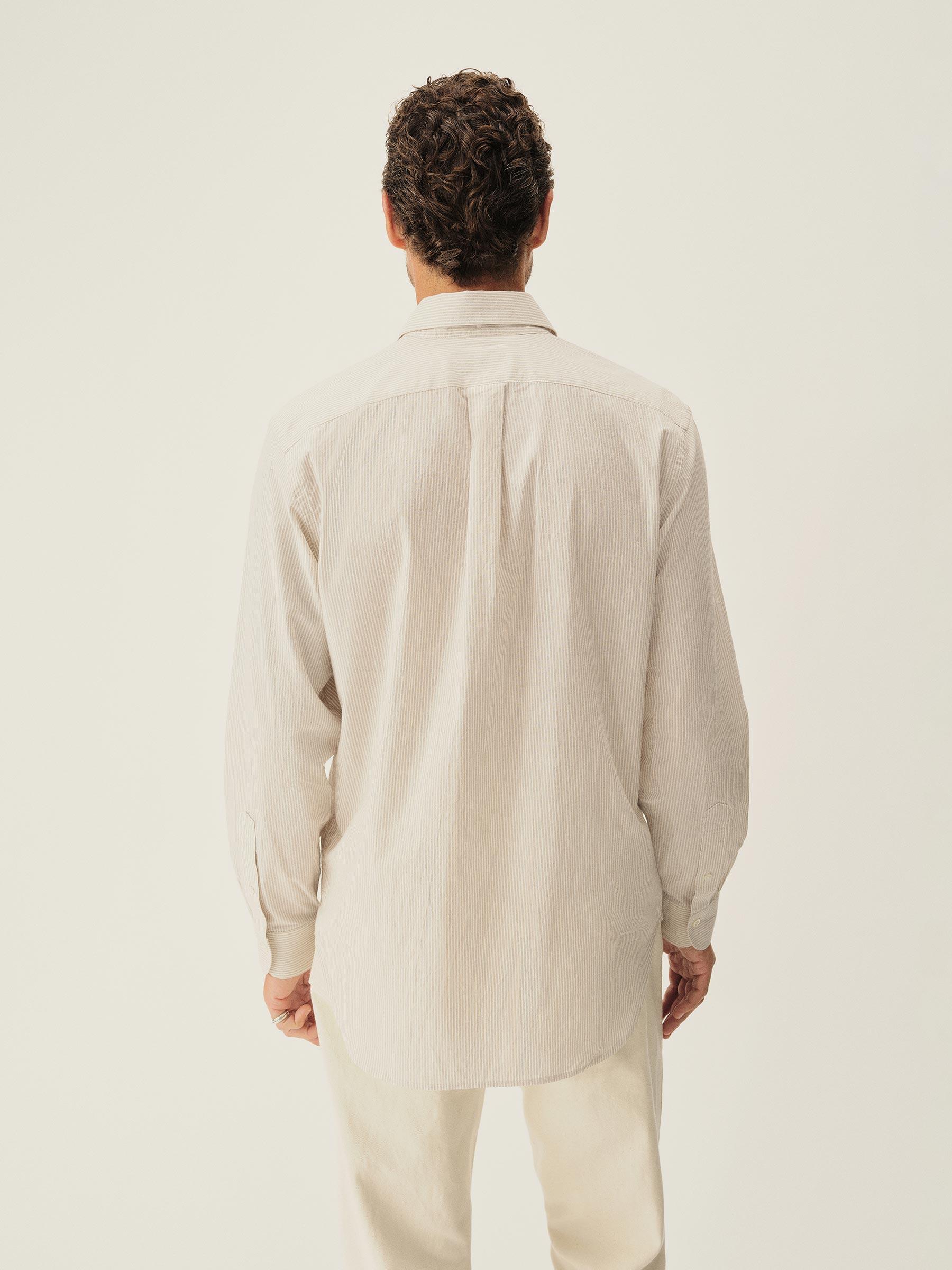 Khaki/White Stripe Wornwell One Pocket Shirt Product Image