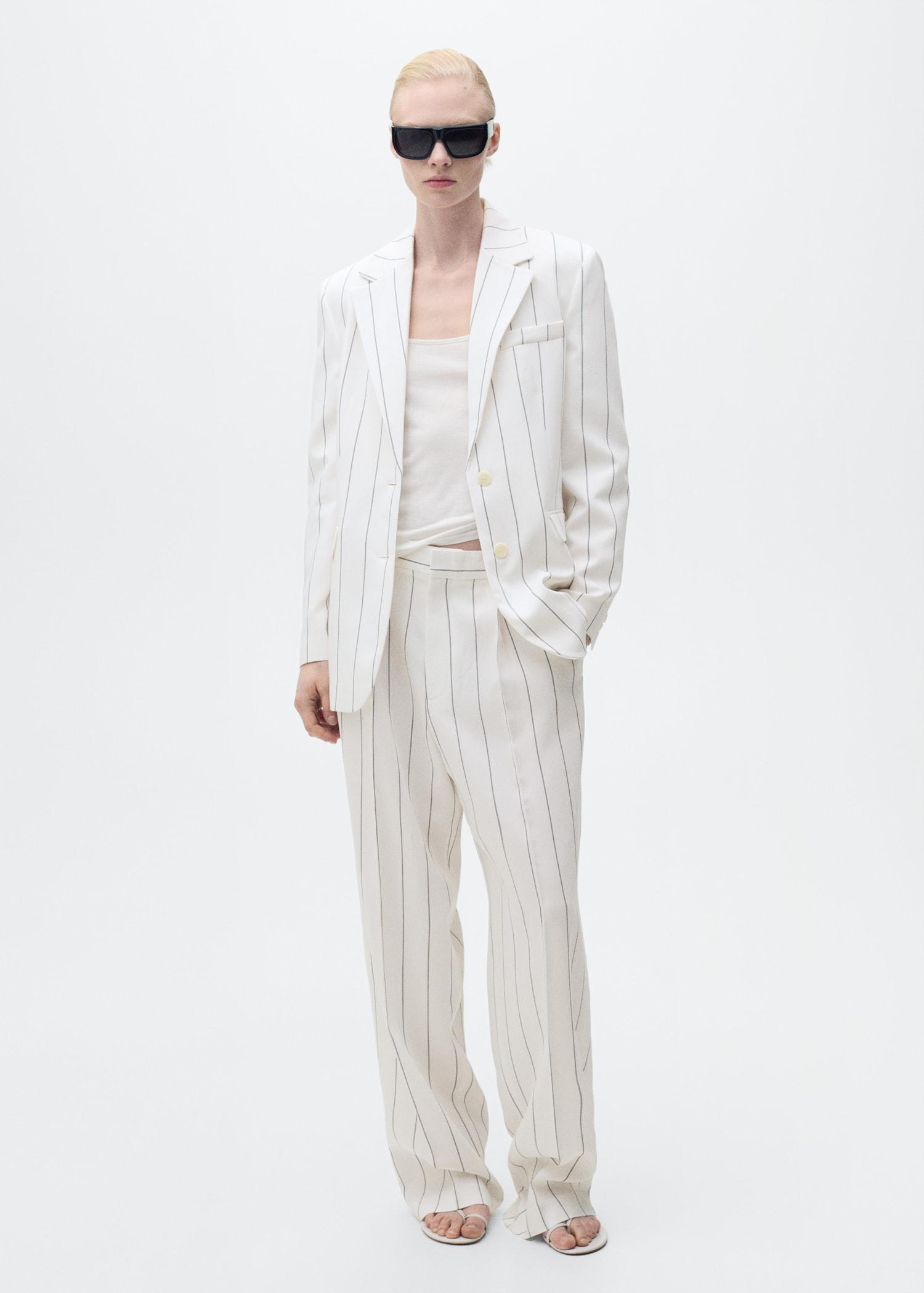 Pinstripe suit jacket - Women | MANGO USA Product Image