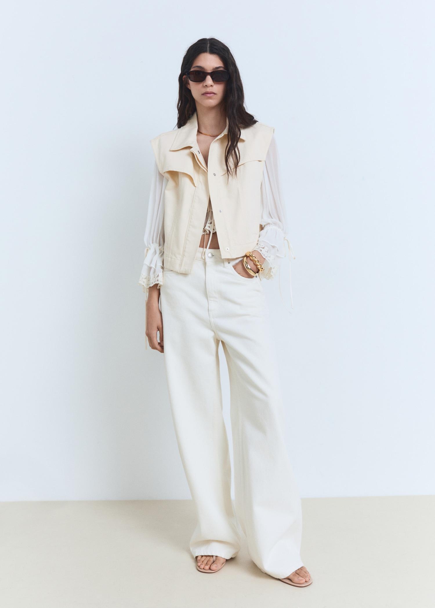 Denim-effect vest - Women | MANGO USA Product Image