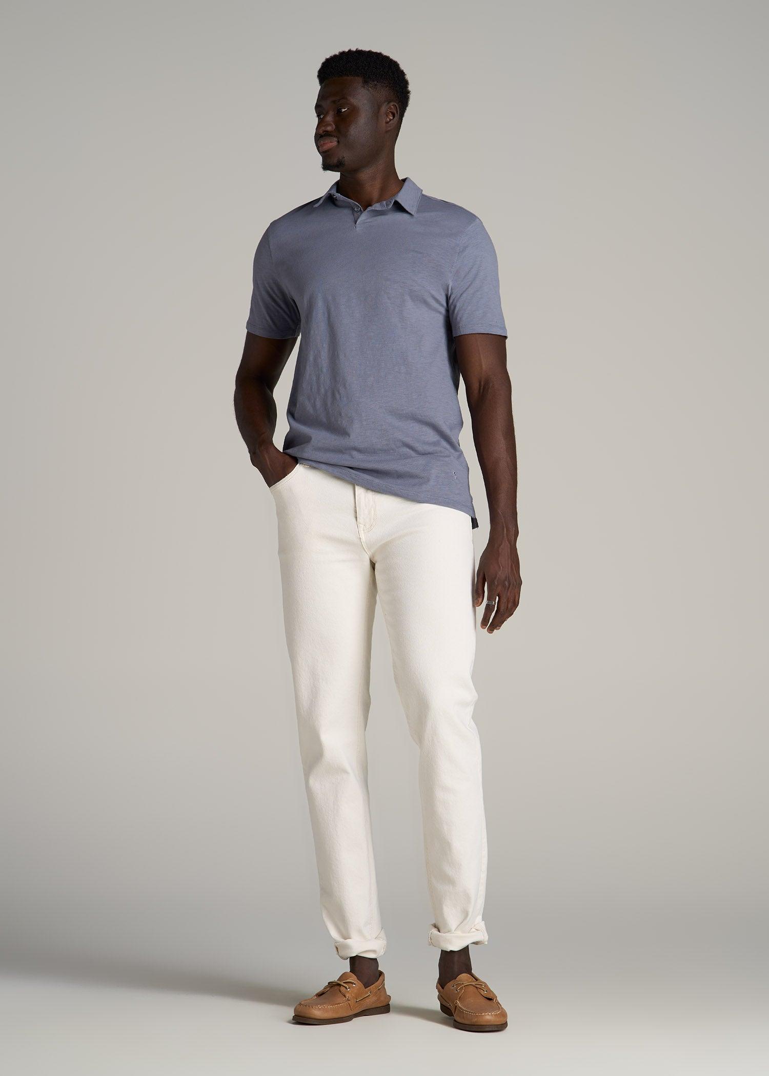 Slub Self Collar Tall Polo Shirt in Skyline Grey Product Image