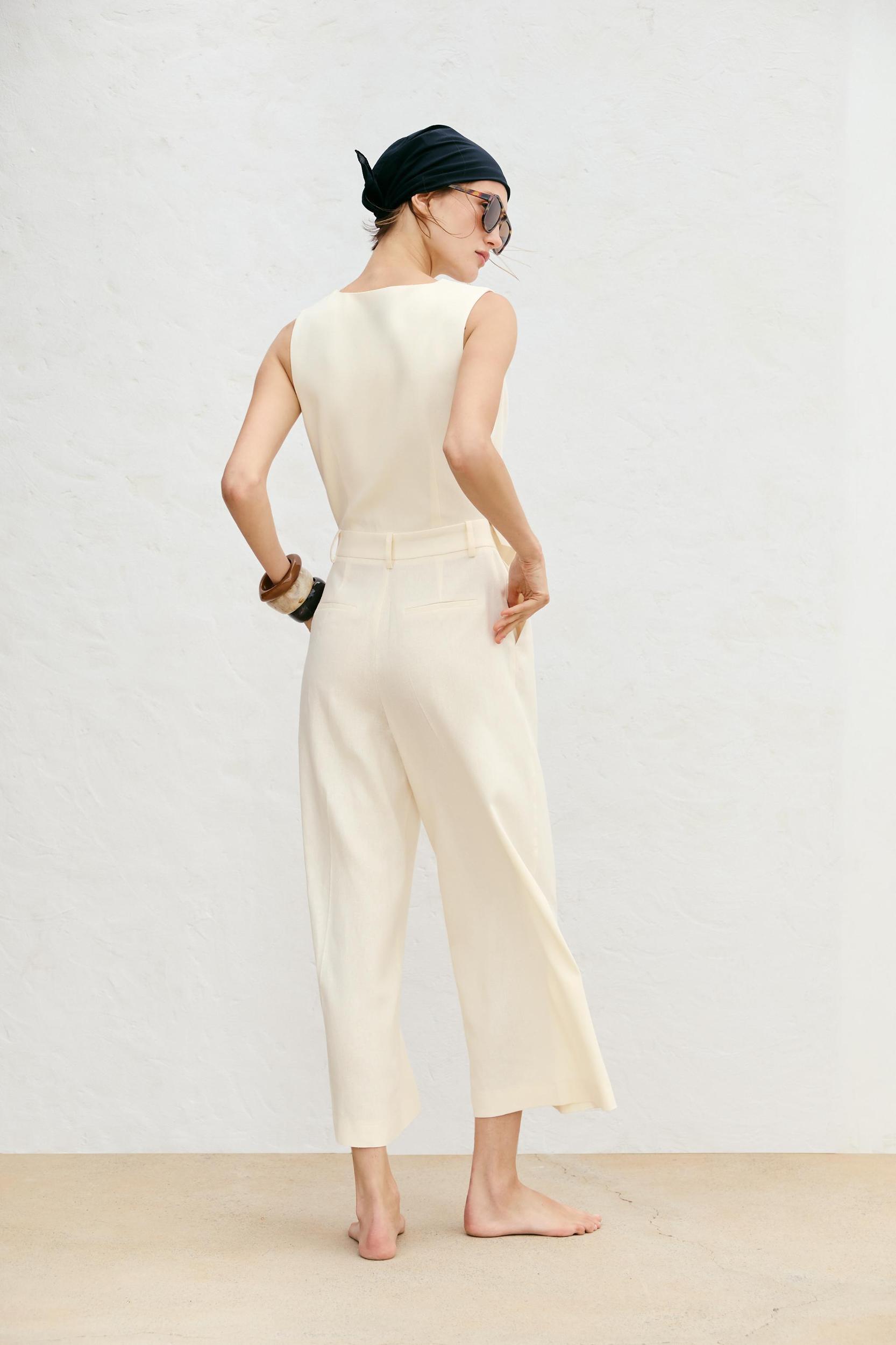 LONG LINEN VEST JUMPSUIT Product Image