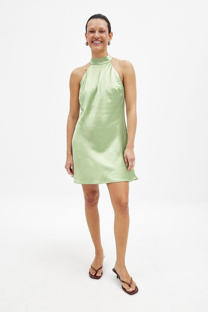 Hammered Satin Tie Back Mini Dress Product Image