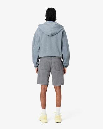 Washed Effect Dyed Denim Bermuda Shorts Product Image