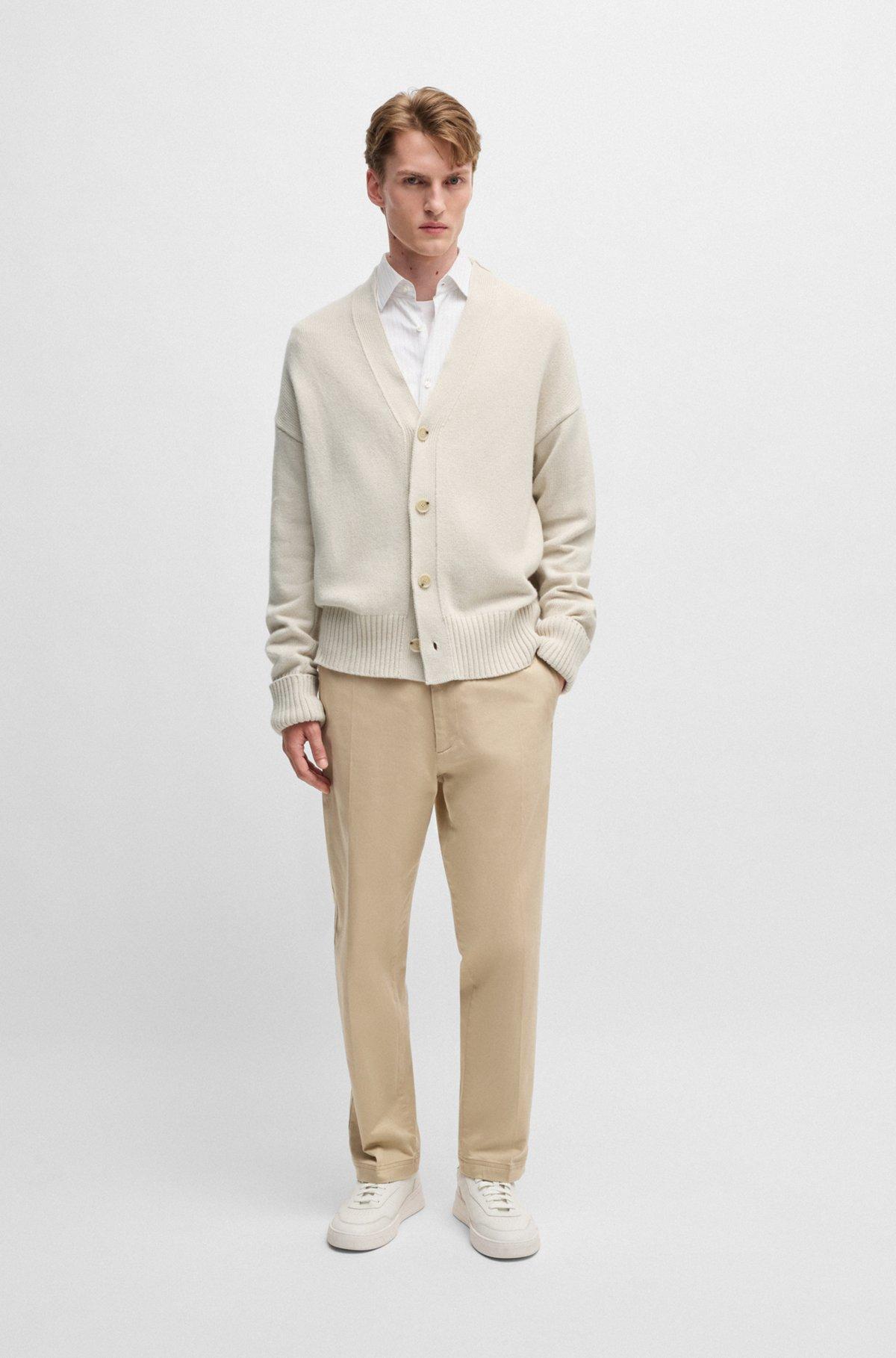 Relaxed-fit cardigan with button front and ribbed cuffs Product Image