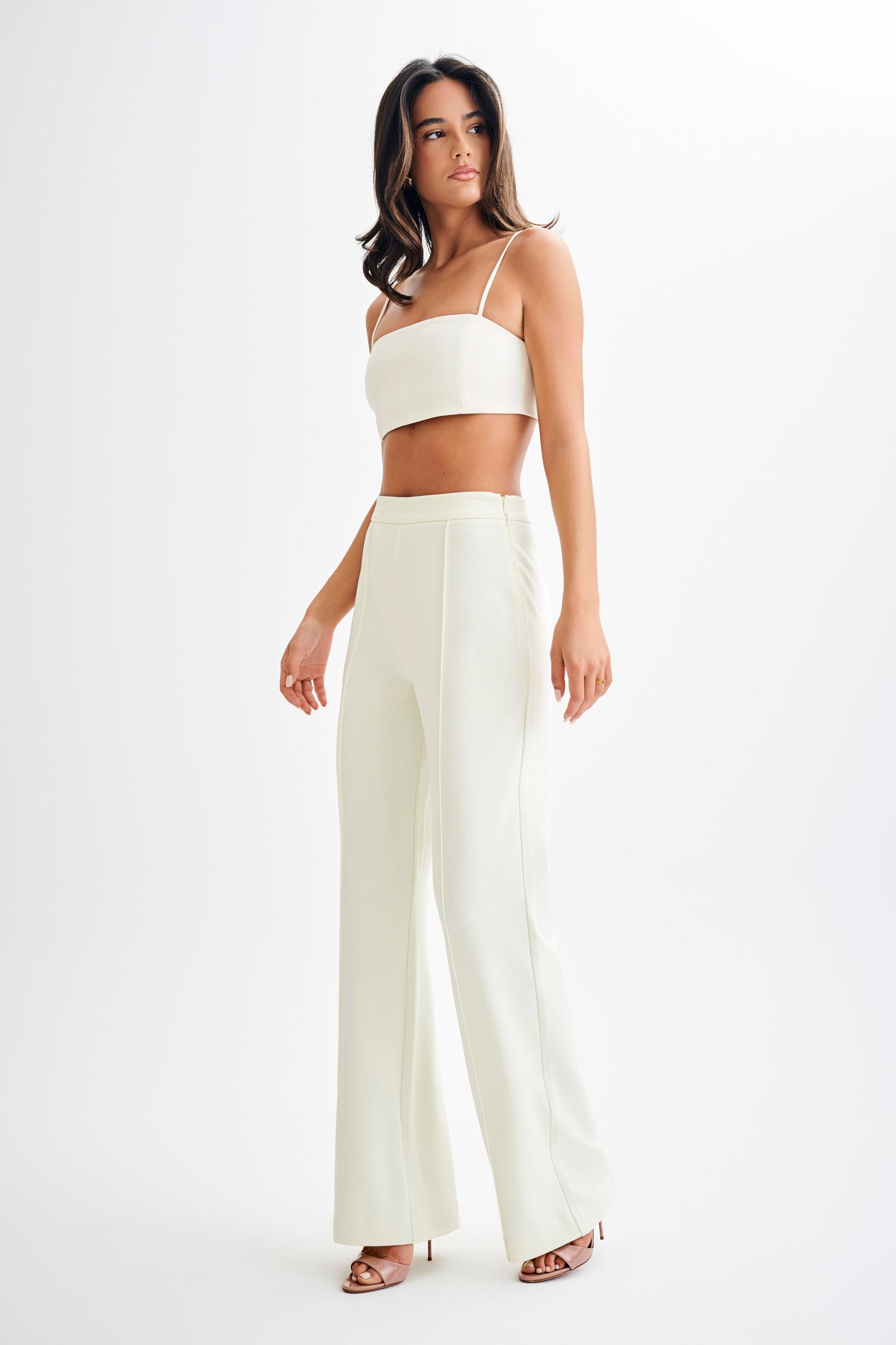 Antonia Pleated Wide Leg Pants - Ivory Product Image