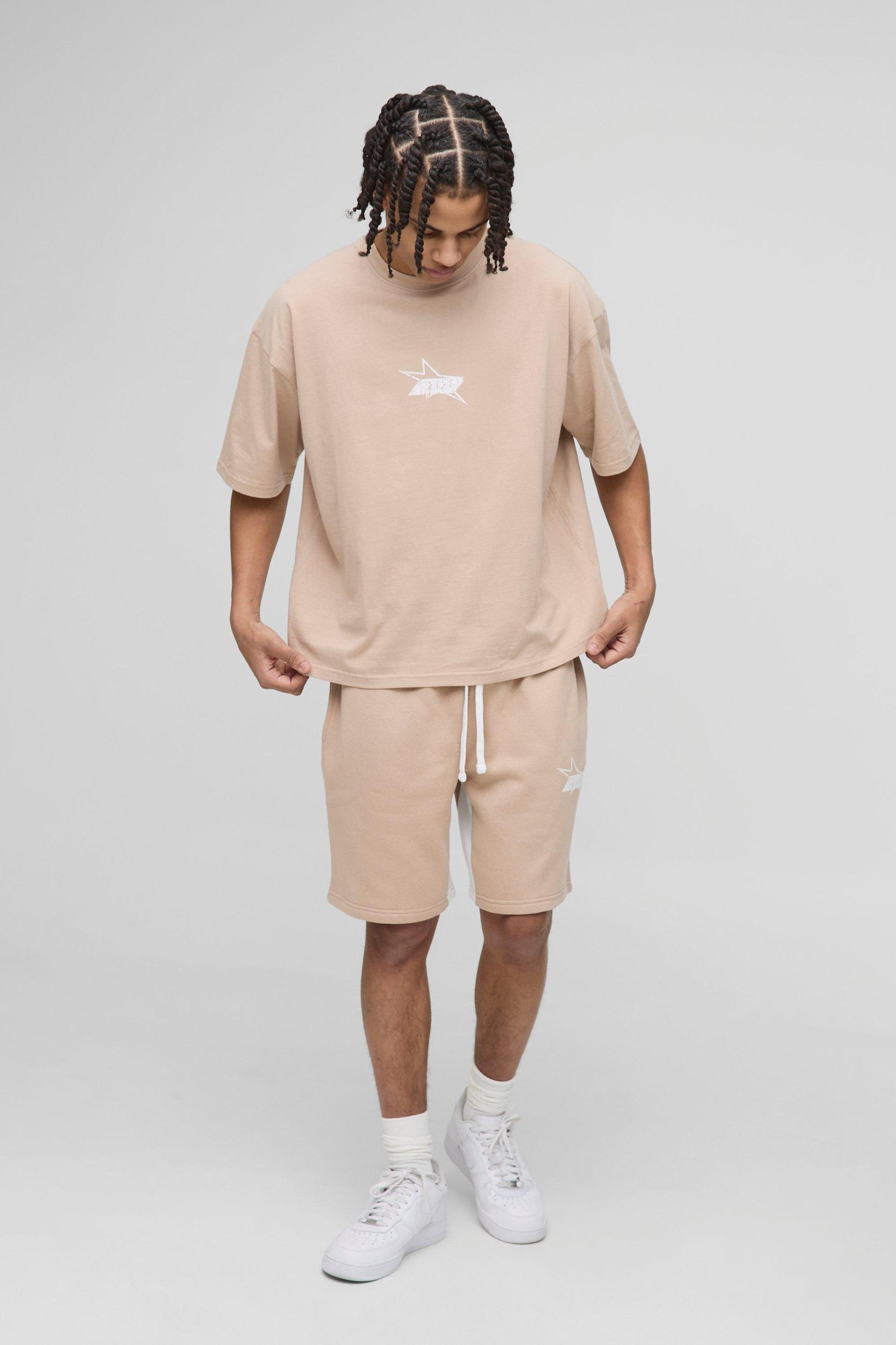 Oversized Boxy M Star T-Shirt & Gusset Short Set | boohooMAN USA Product Image