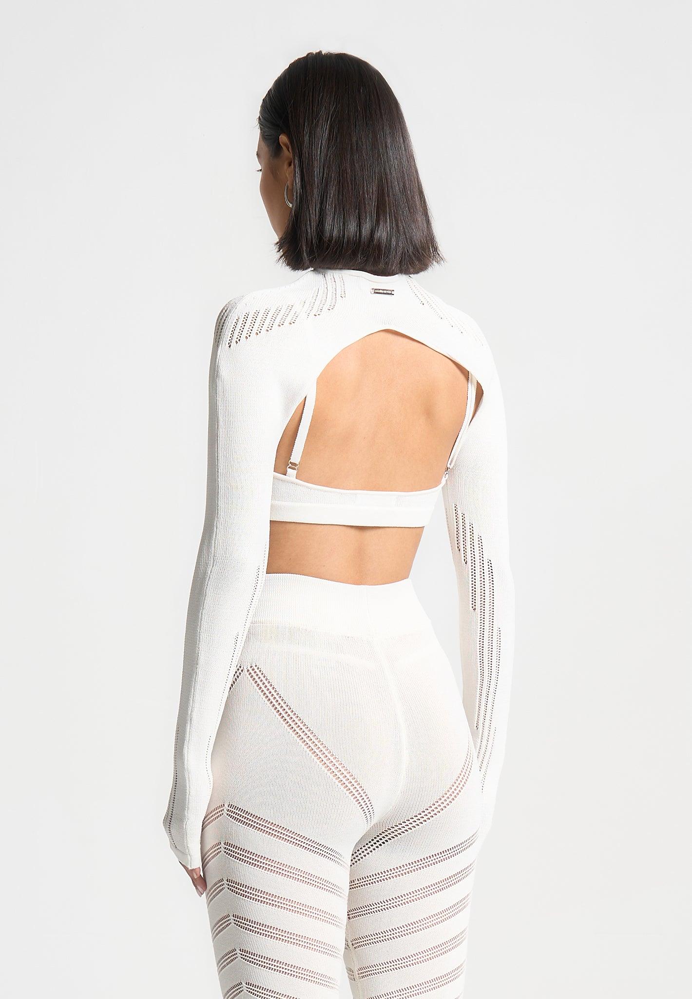 Knitted Sleeve Overlay with Bralette - White Female Product Image
