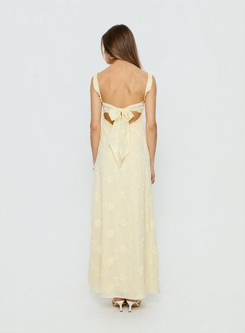 Maisone Broderie Maxi Dress Lemon Product Image