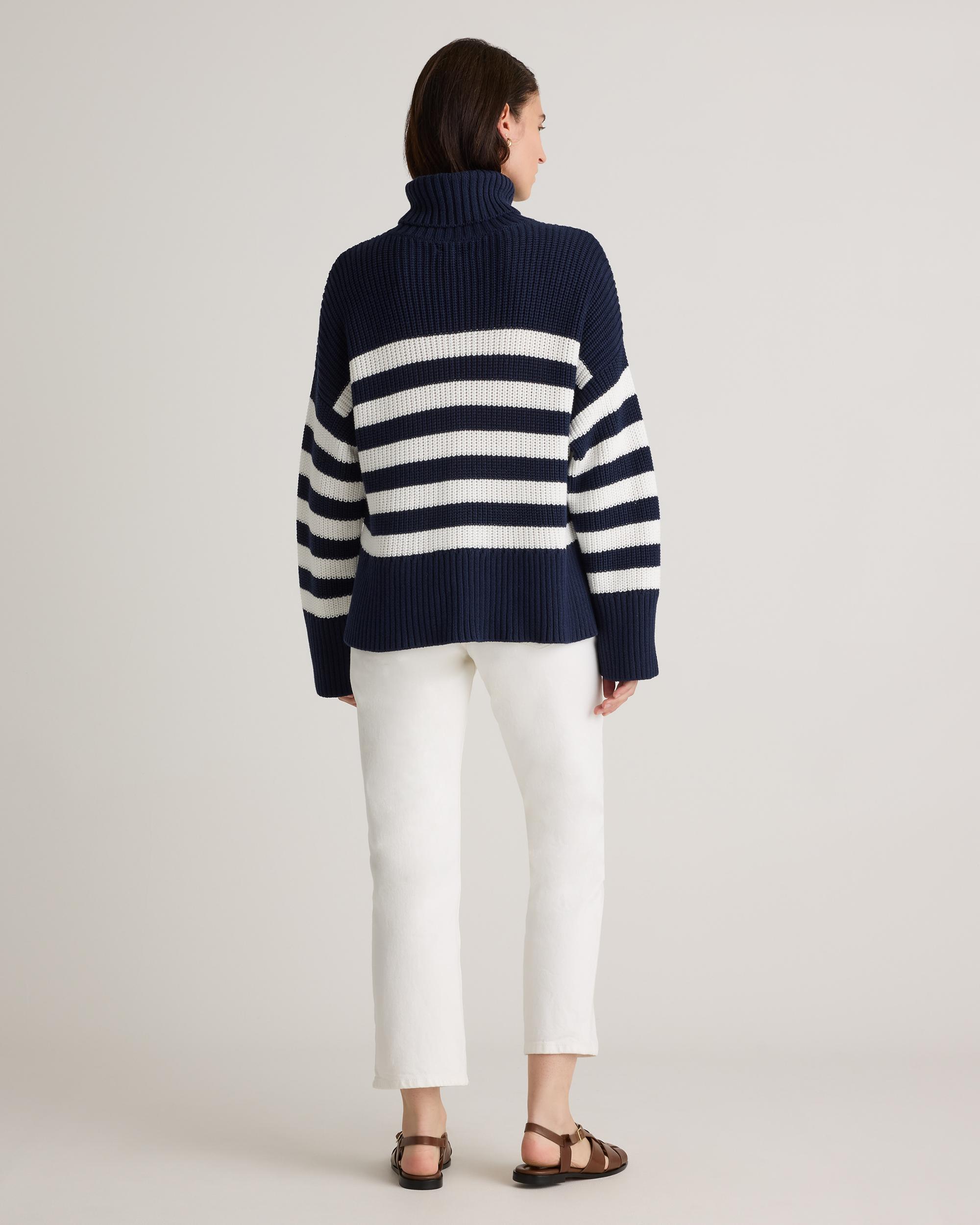 Quince | Women's Split Hem Turtleneck Sweater Organic Cotton Product Image