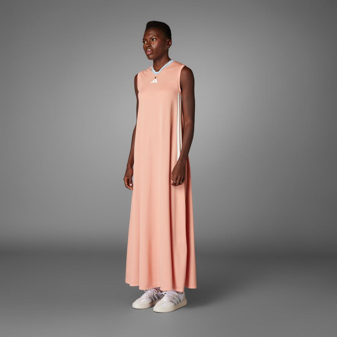 adidas Tiro Cut 3-Stripes Soft Mesh Long Dress Semi Lucid Blue S Womens Product Image