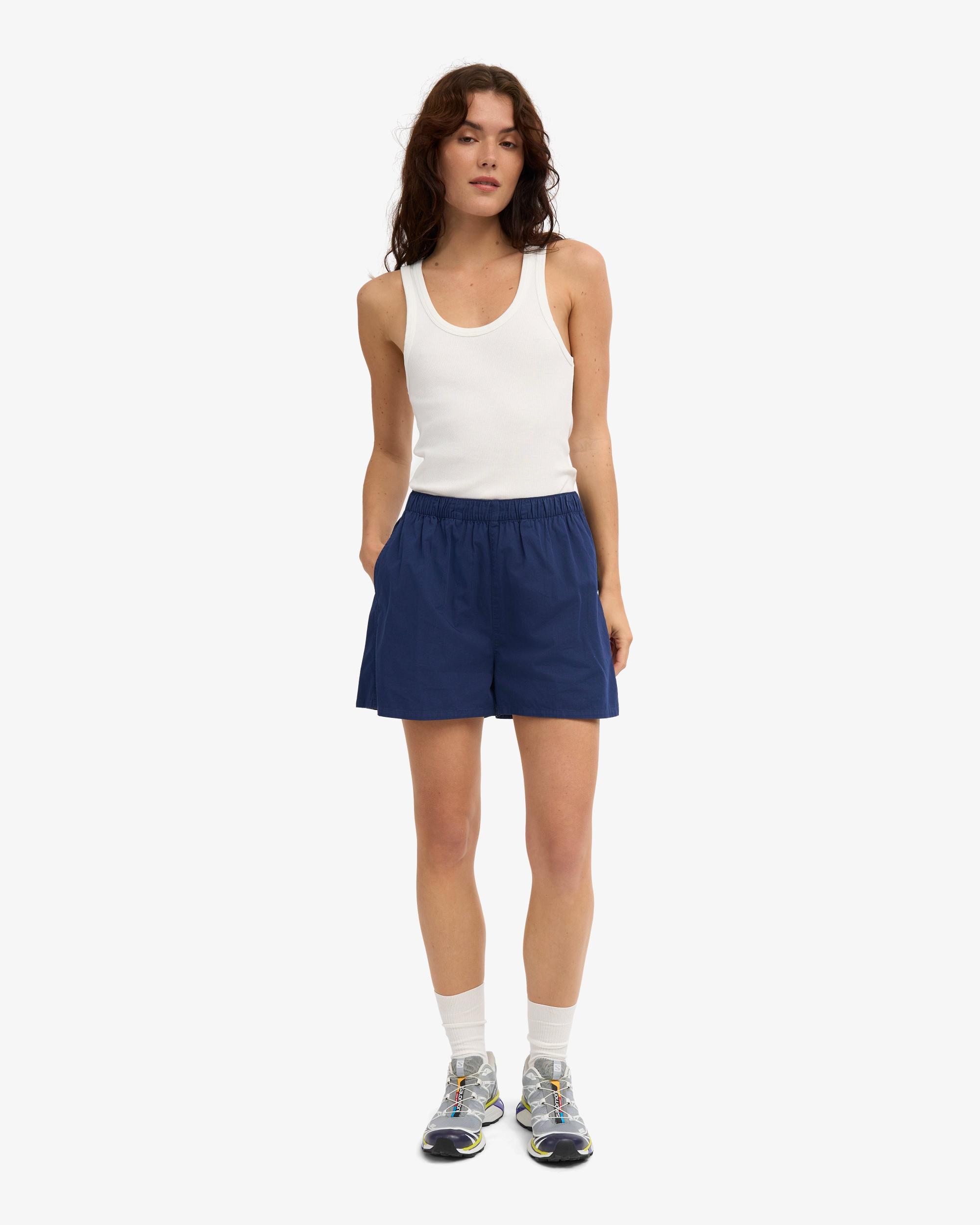 Women Organic Twill Shorts - Marine Blue Product Image