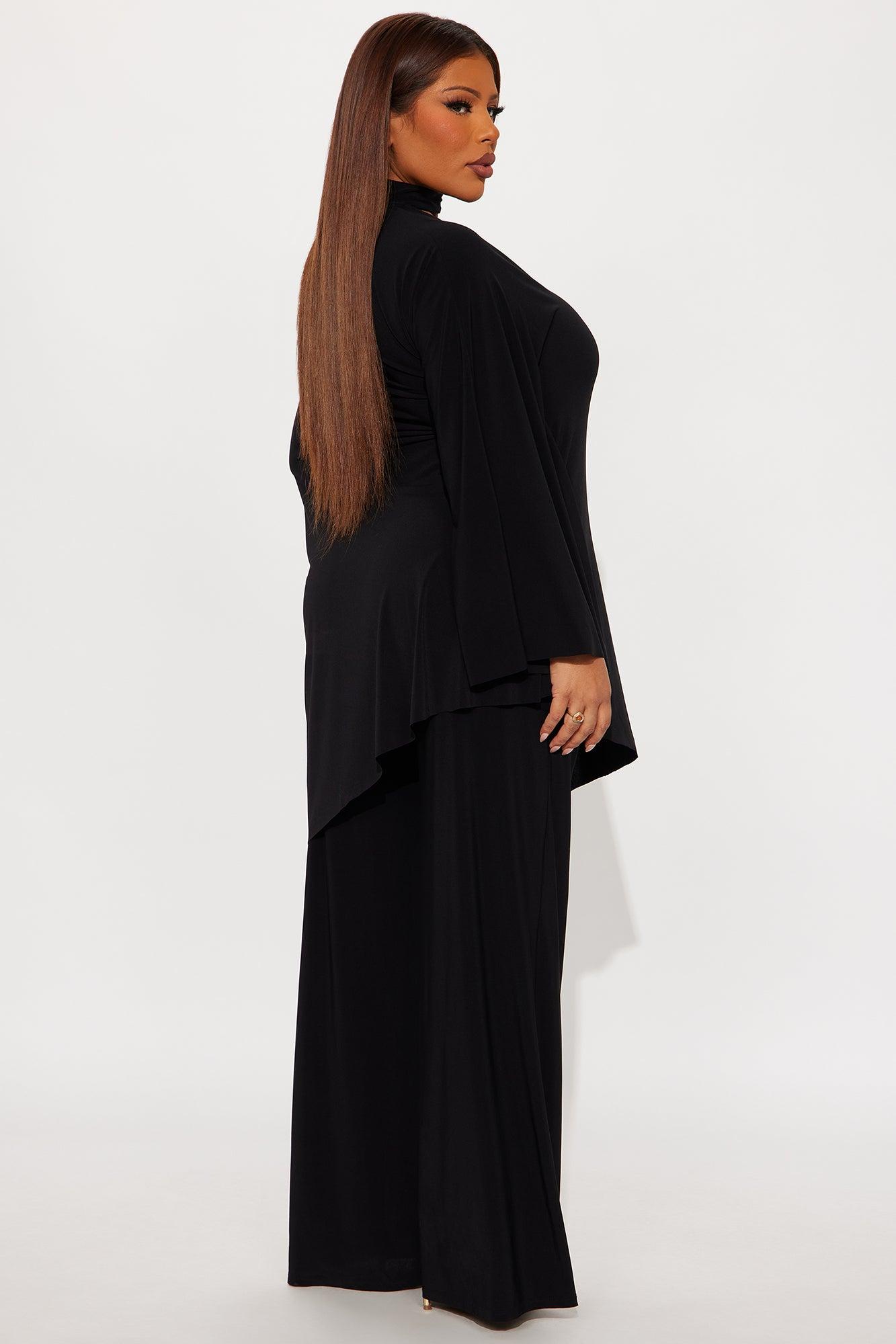 Draped Devotion One Shoulder Pant Set  - Black Female Product Image