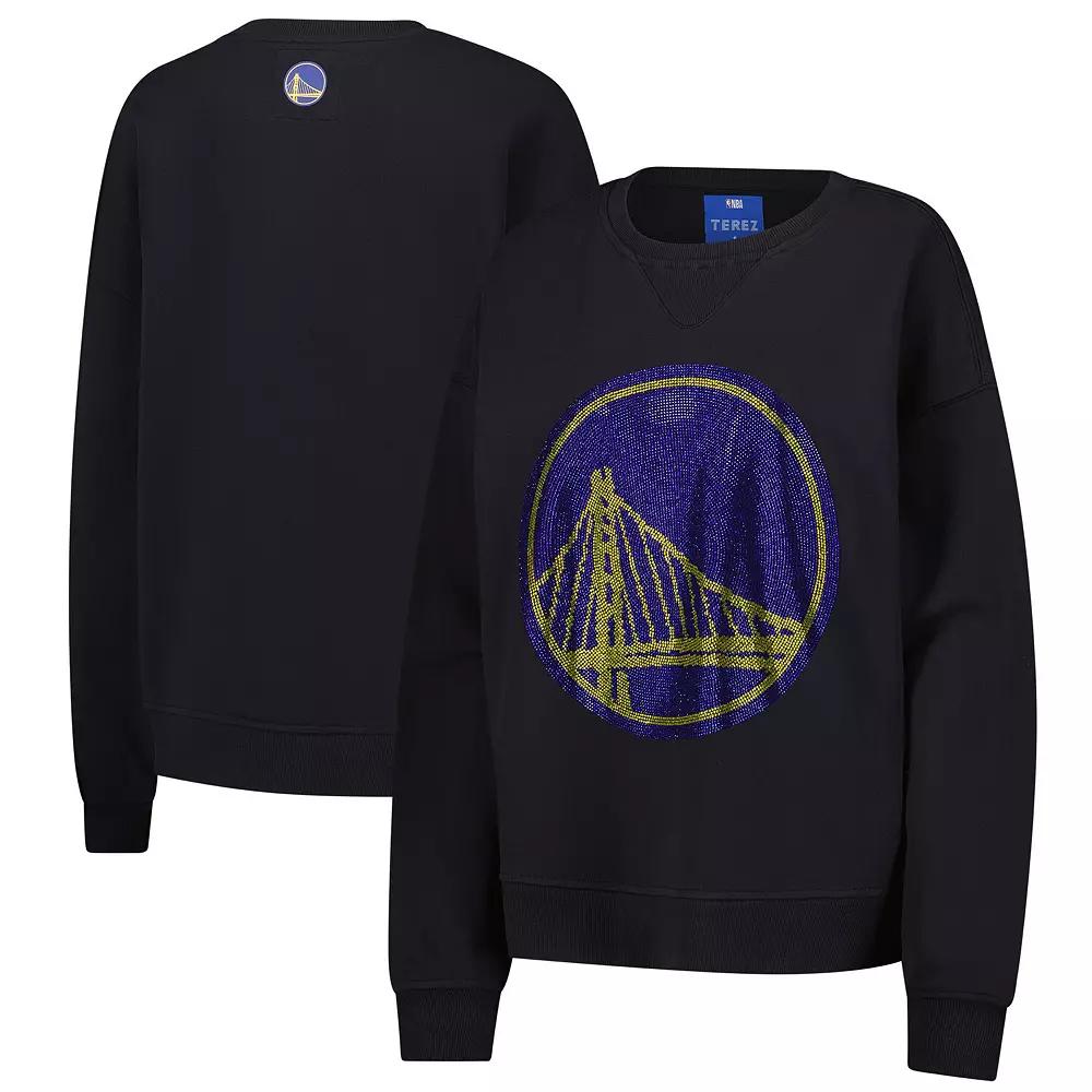 Women's Terez Black Golden State Warriors Gemstone Logo Pullover Sweatshirt,  Product Image