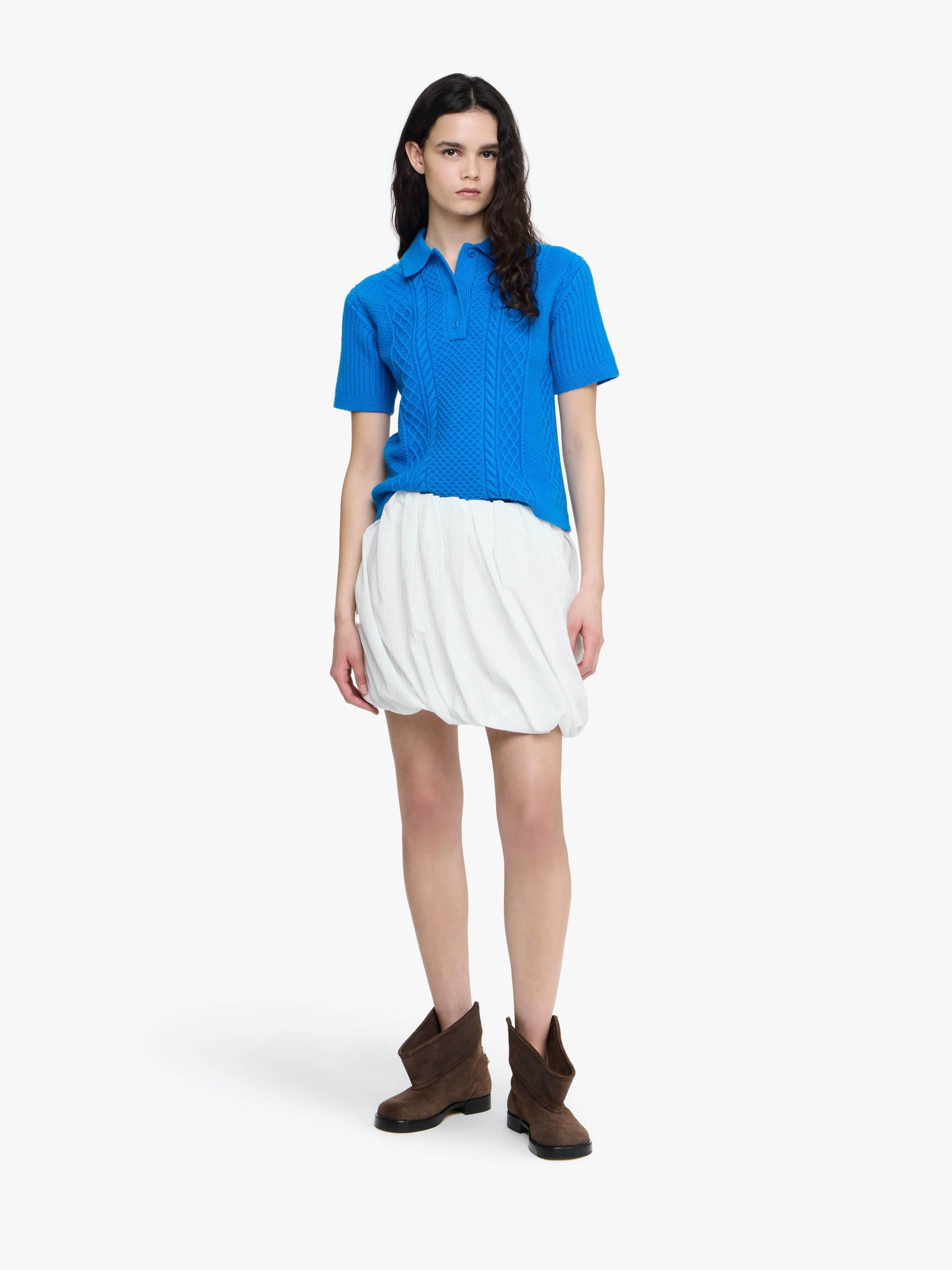 CROPPED CABLE KNIT POLO Product Image