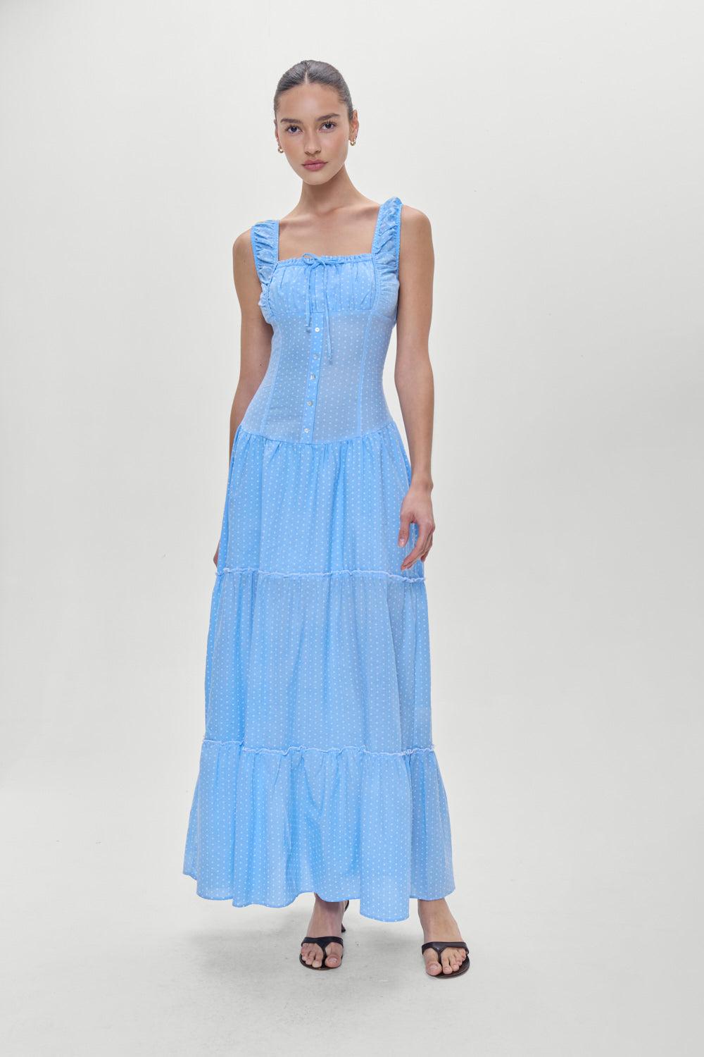 Christabelle Polka Dot Maxi Dress - Raindrop Product Image