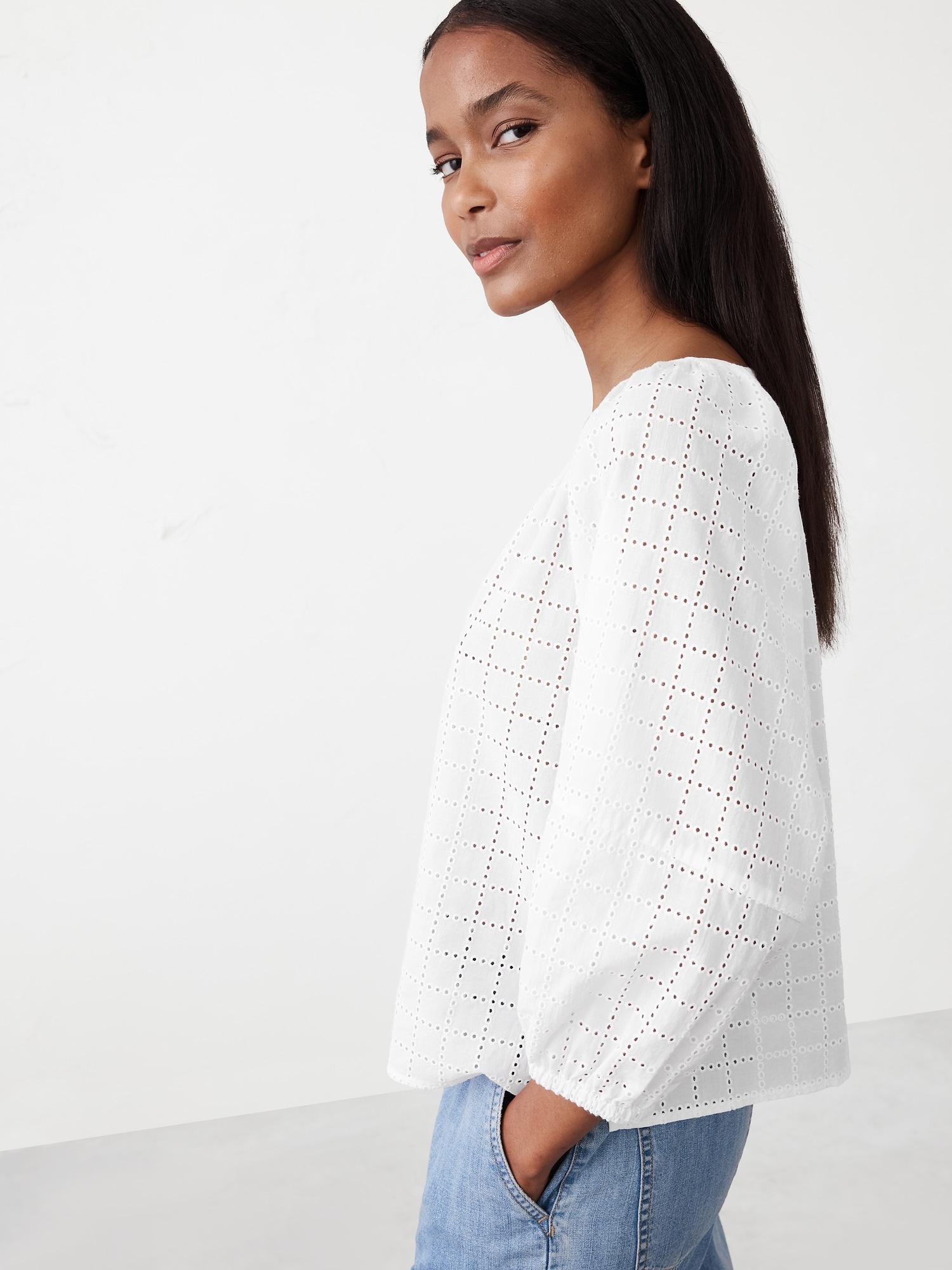 Lantern Sleeve Eyelet Top Product Image