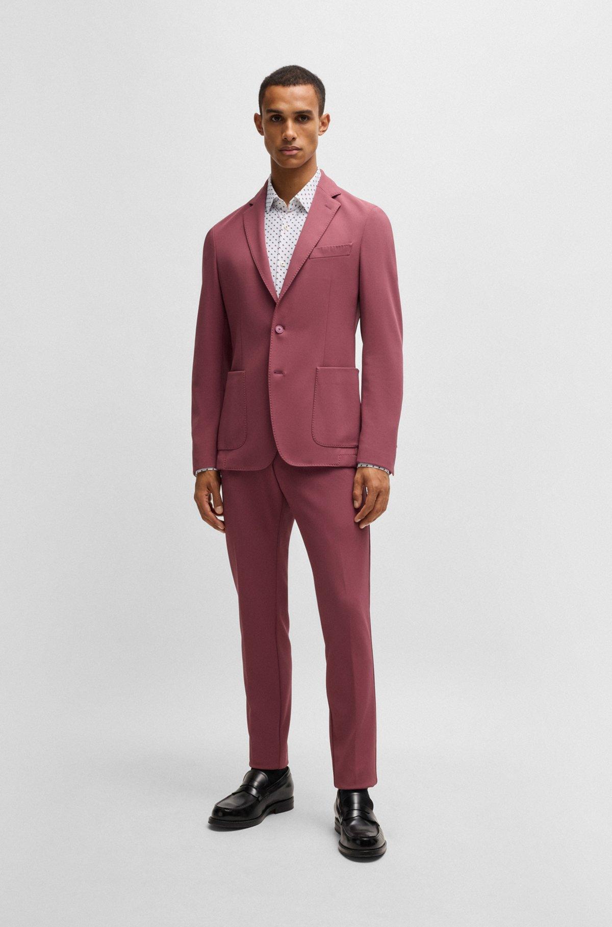 Slim-fit shirt in geometric-print performance-stretch jersey Product Image