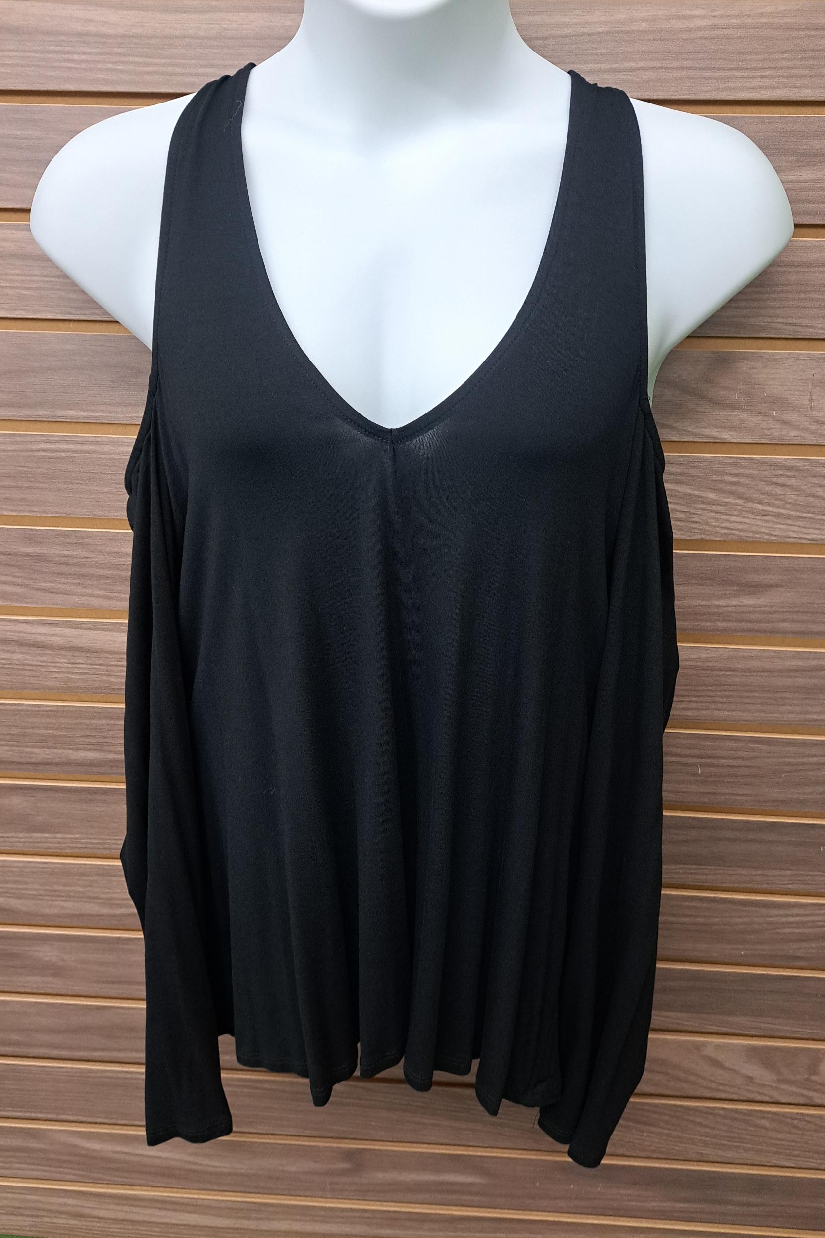 Cold Shoulder V-Neck Long Sleeve Top Product Image