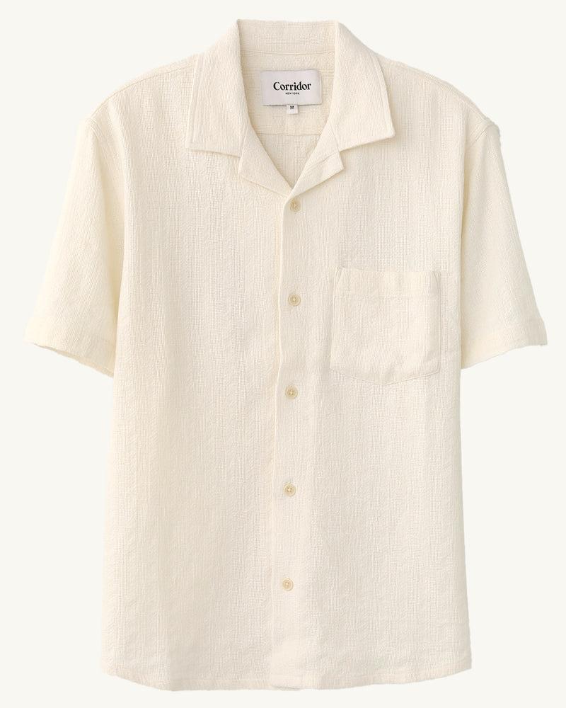 Basket Weave Stripe SS Camp - Blue Product Image