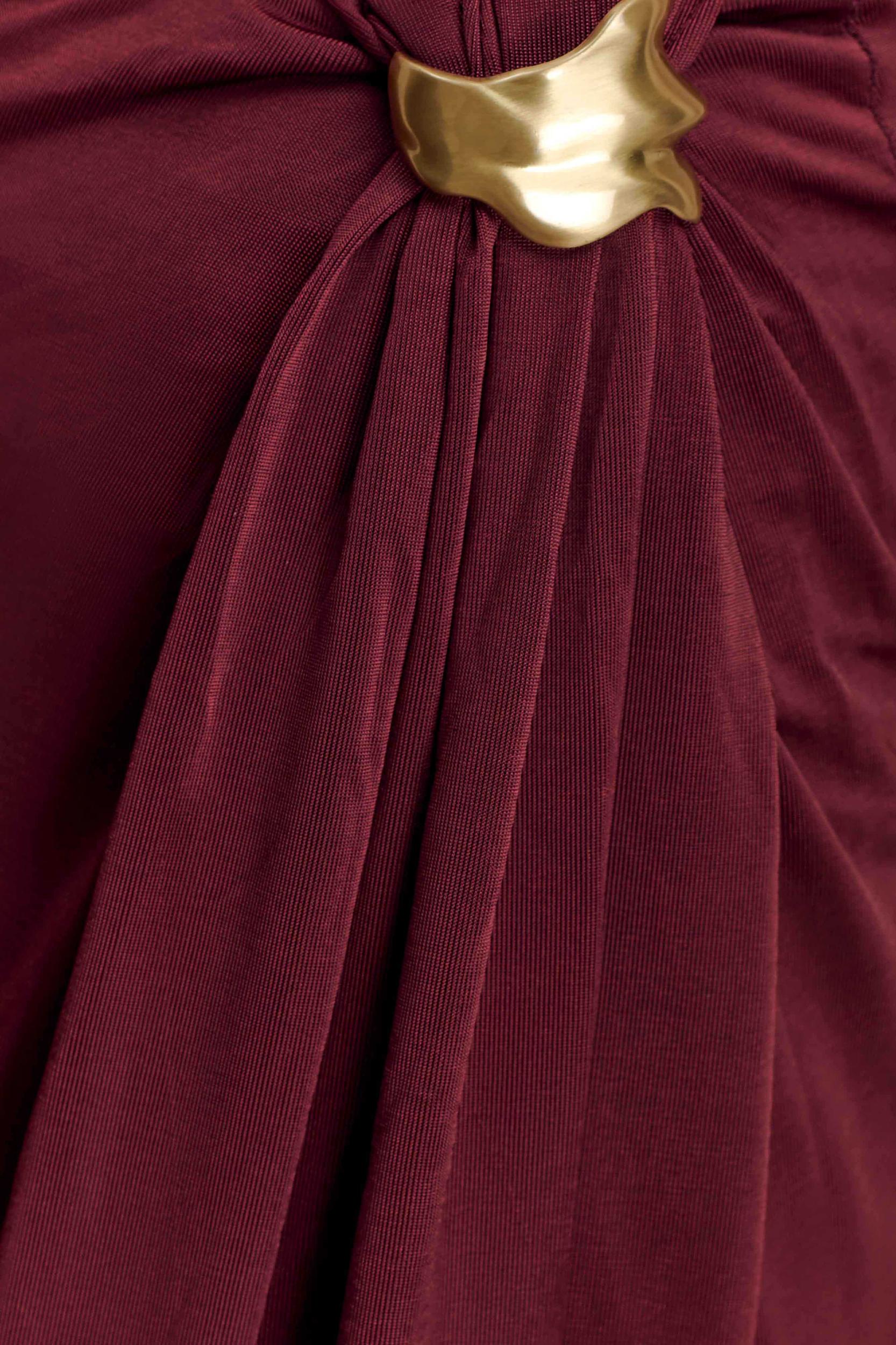 Bridget Slinky Maxi Skirt With Hardware - Burgundy Female Product Image