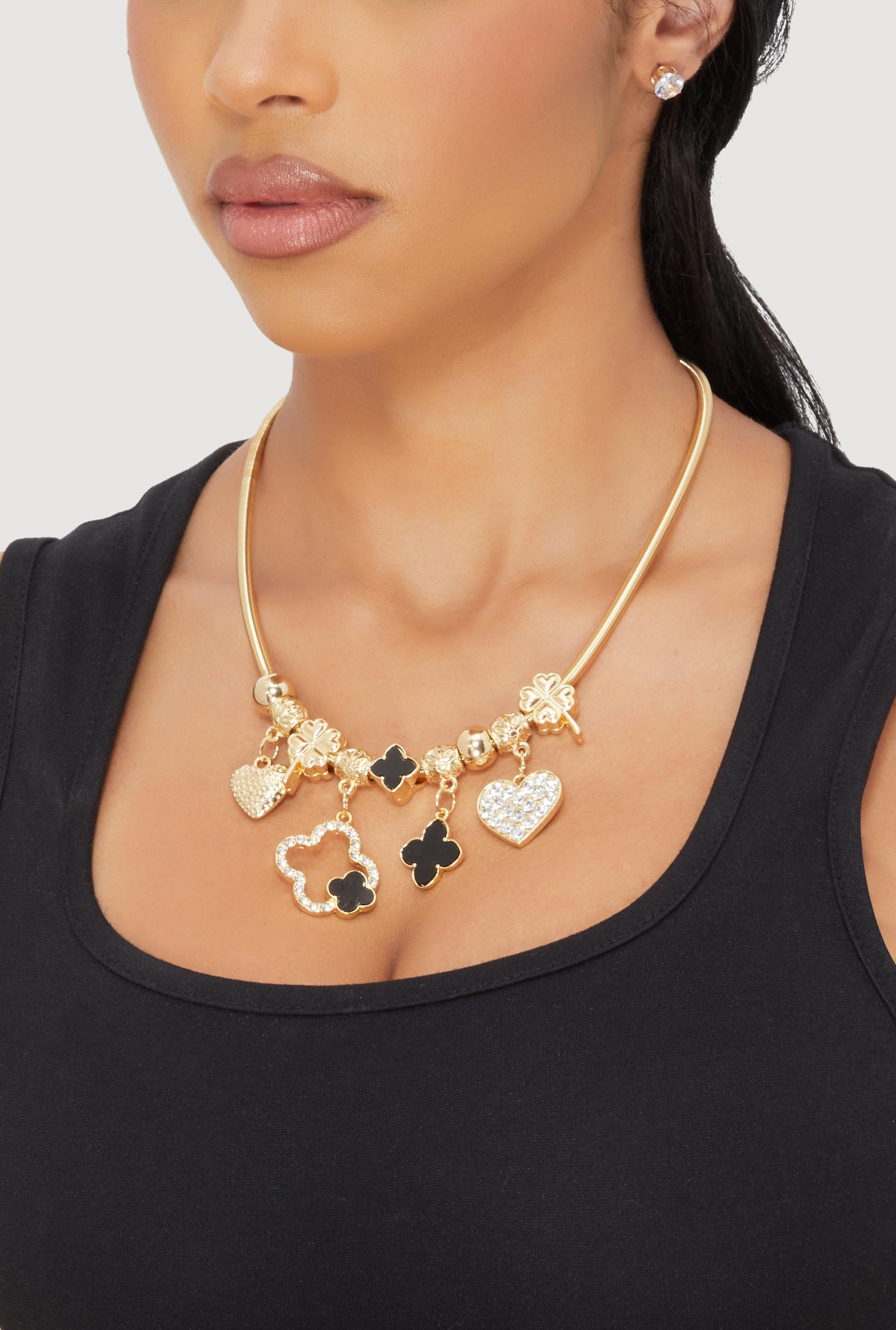 Rhinestone Choker Necklace and Bracelet with Stud Earrings Male Product Image