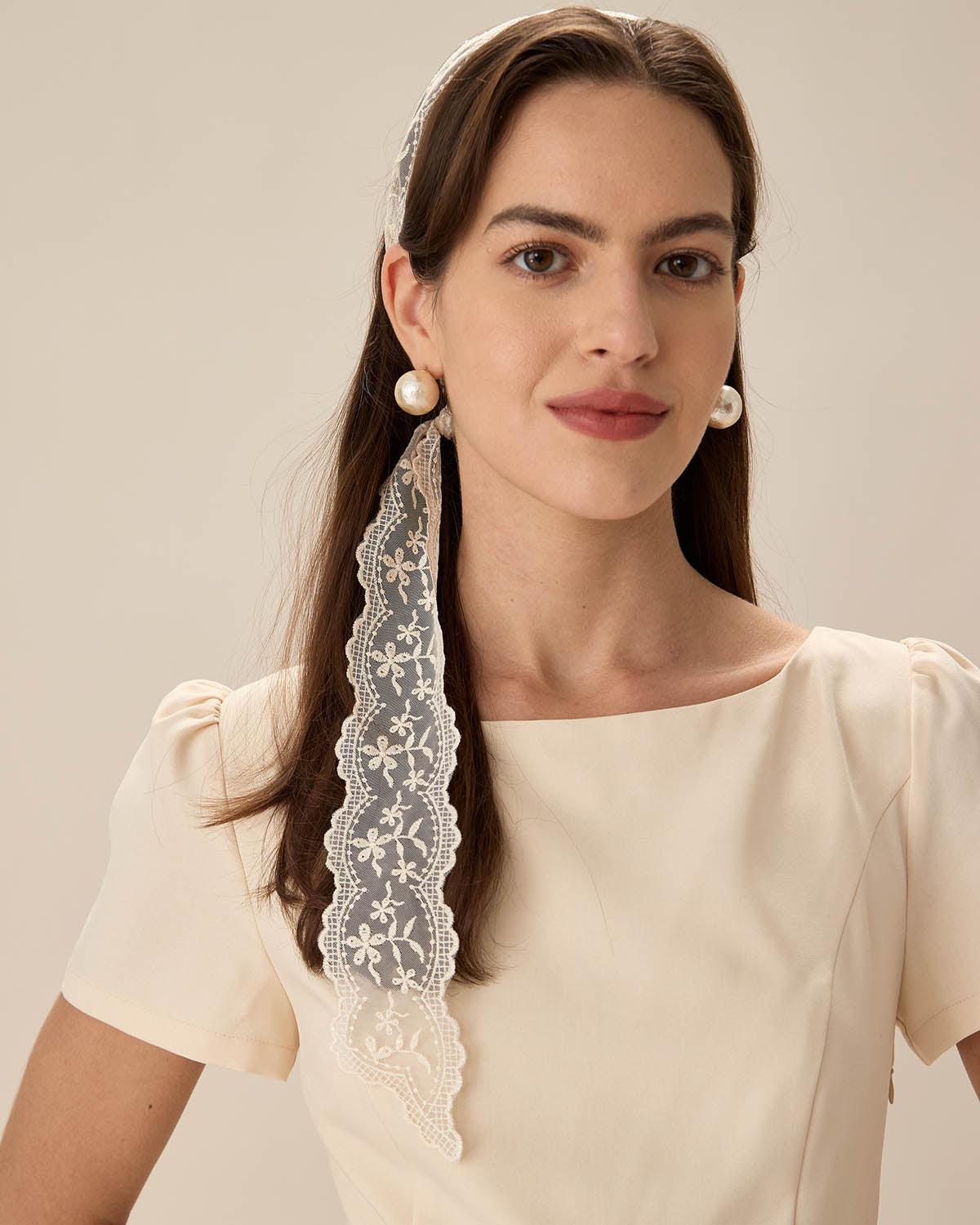 Beige Lace Hair Belt Product Image