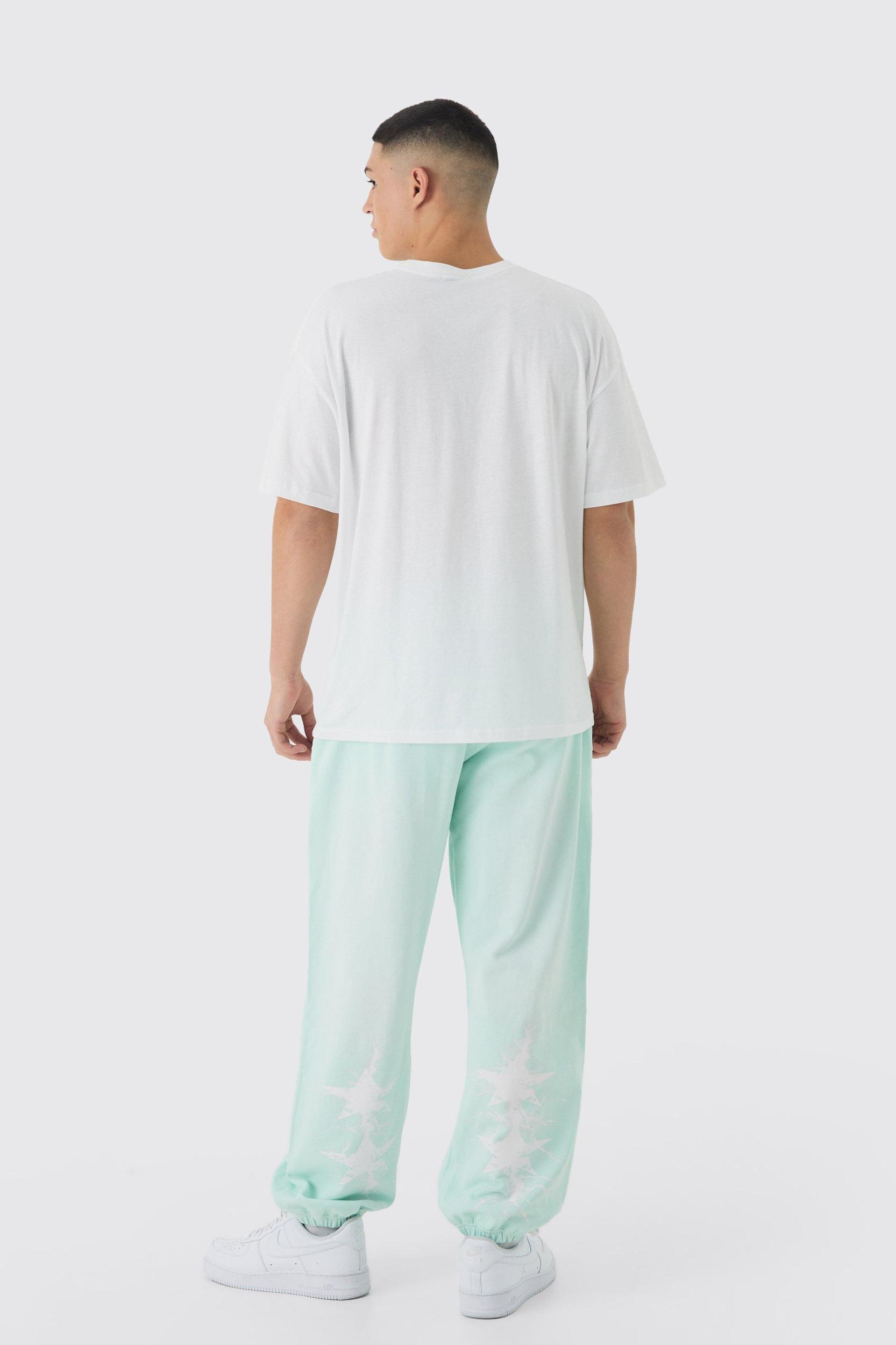 Oversized Worldwide Spray Wash Printed Sweatpants | boohooMAN USA Product Image