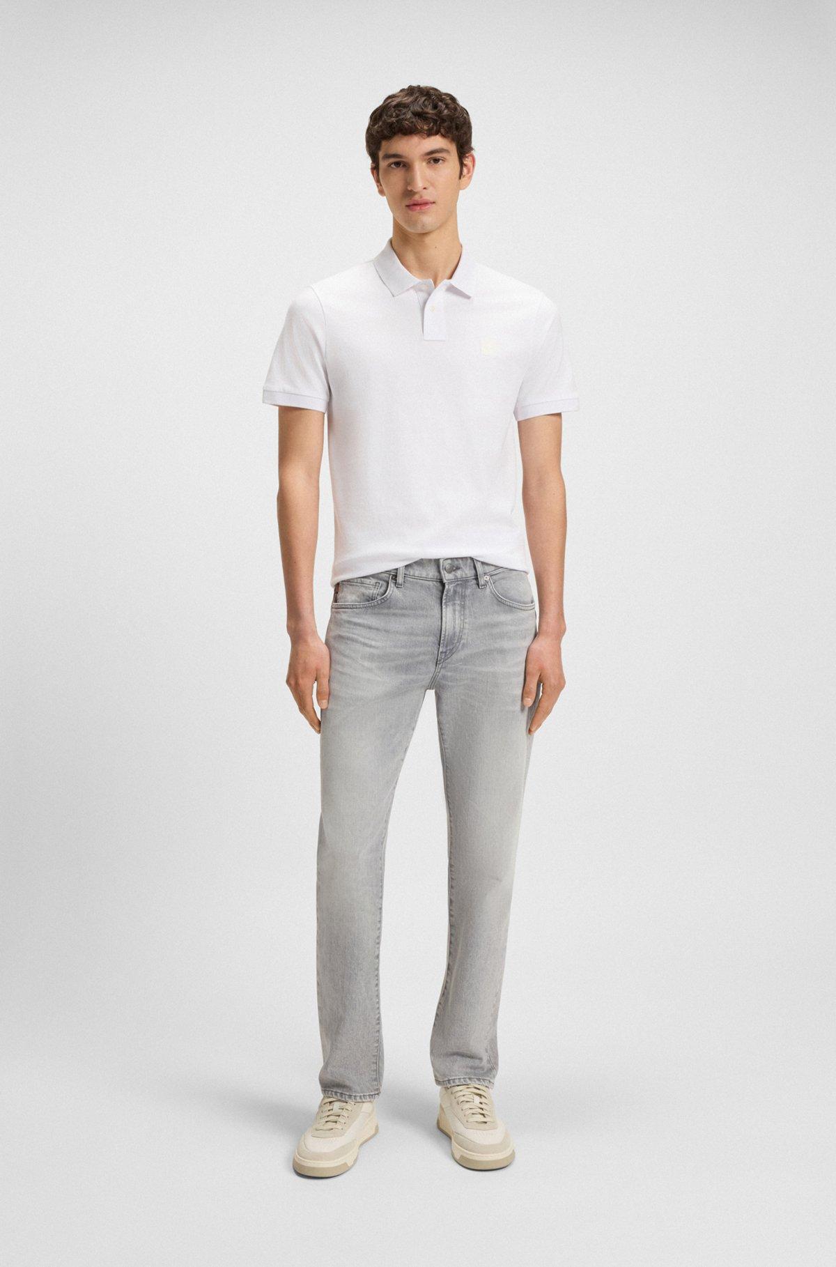 BOSS - Extra-slim-fit stretch-cotton shirt with logo tape - White Product Image