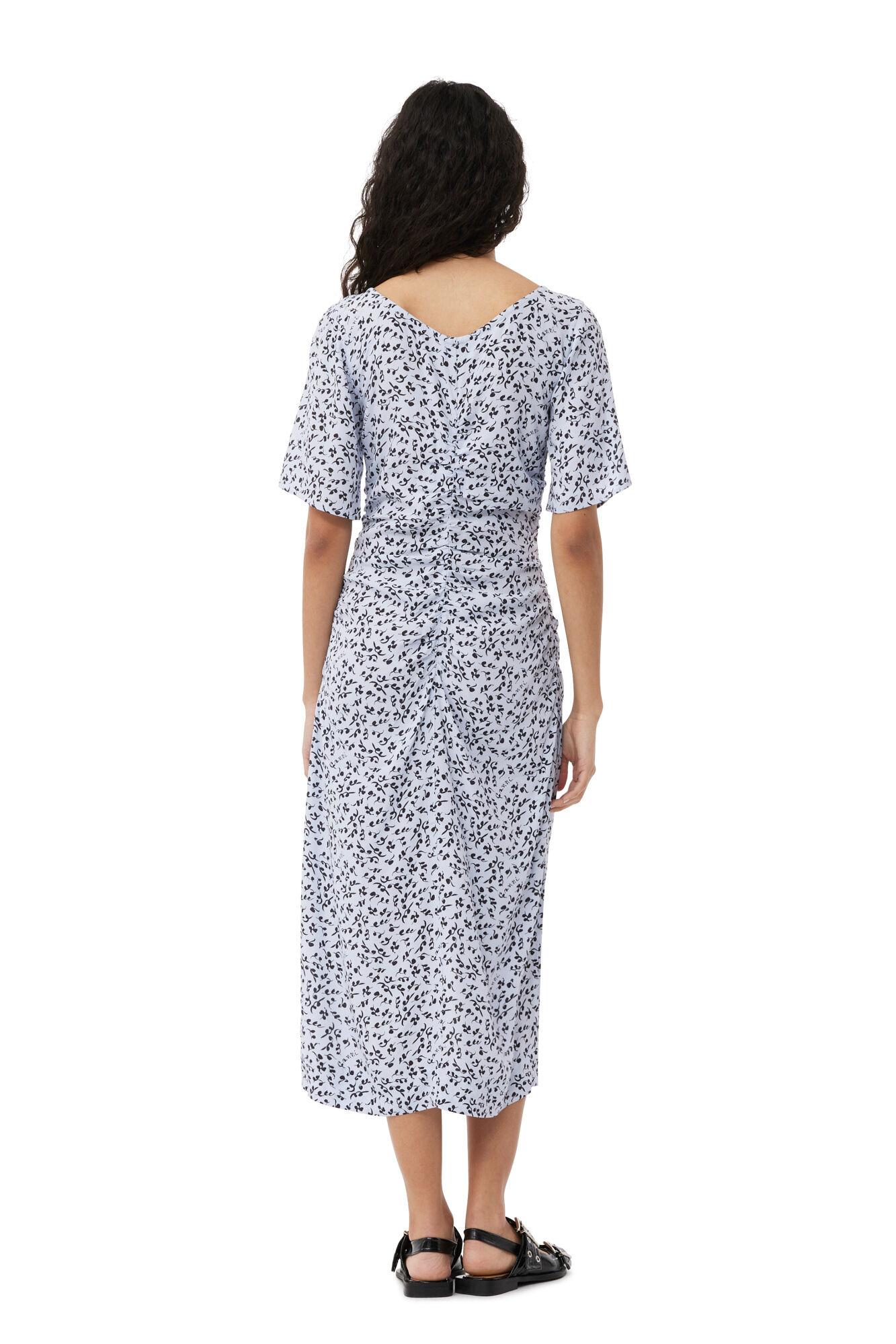 Printed Crepe U-neck Midi Dress Product Image