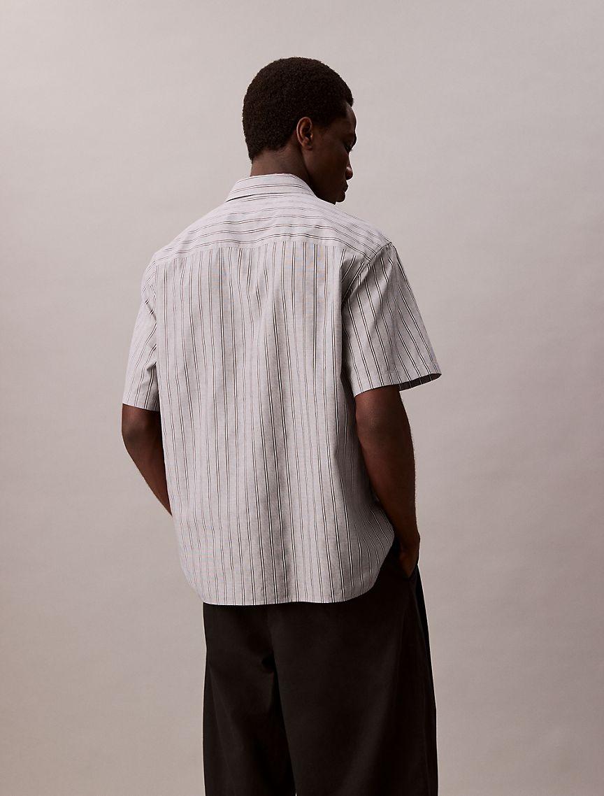 Textured Cotton Stripe Easy Button-Down Shirt  Product Image