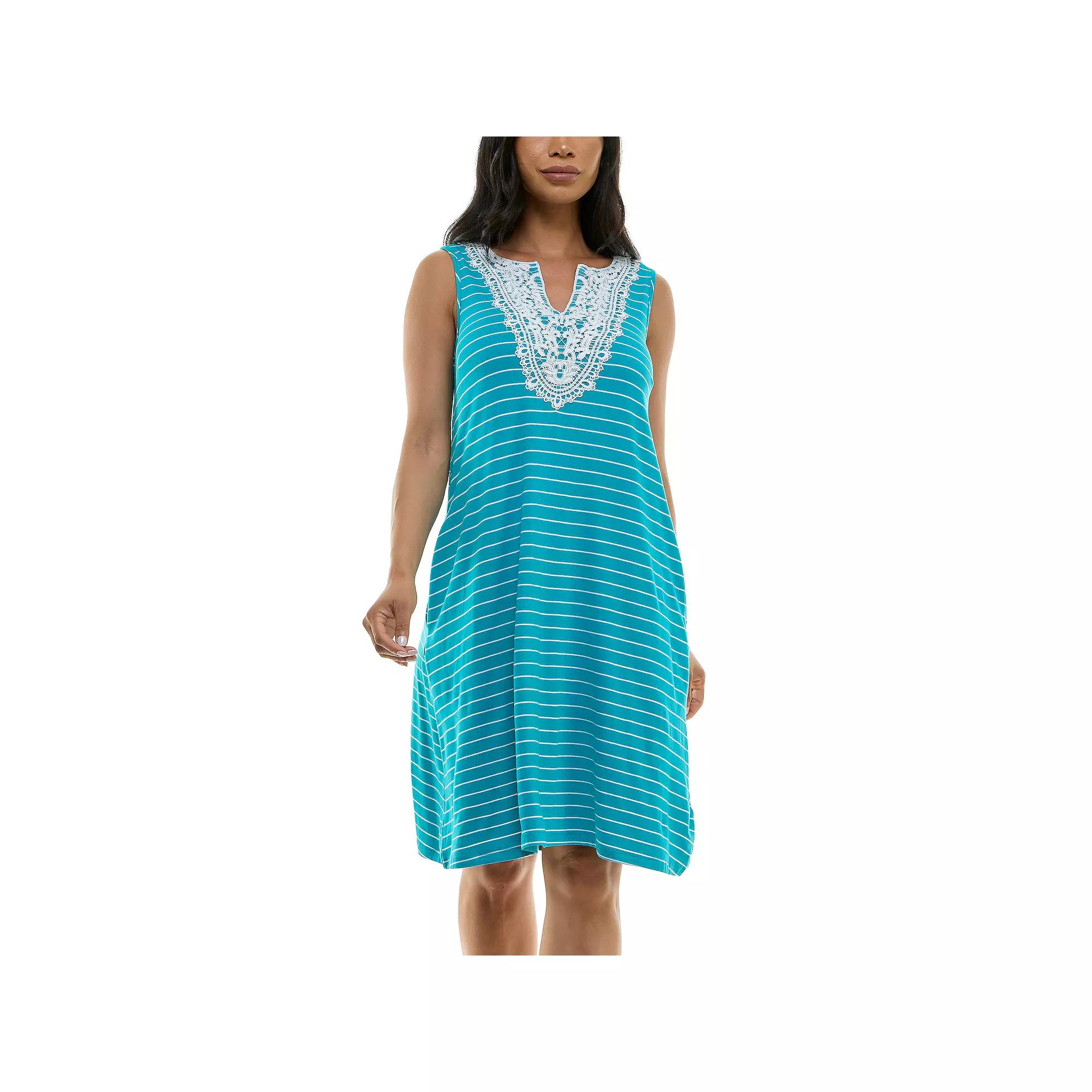Womens Nina Leonard Bib Crochet Trapeze Dress Product Image