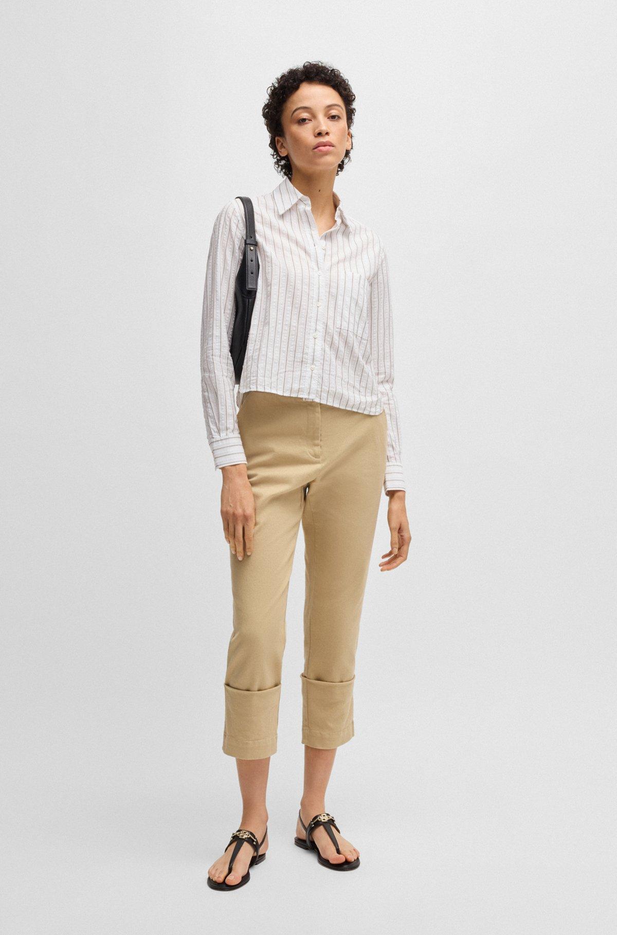 Regular-fit blouse in a striped cotton blend Product Image
