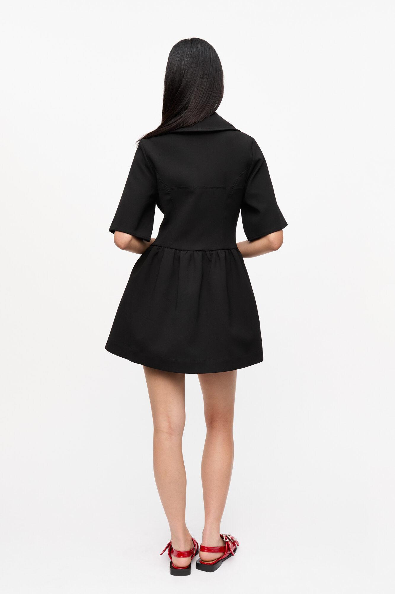 Black Bonded Crepe Mini Dress Product Image
