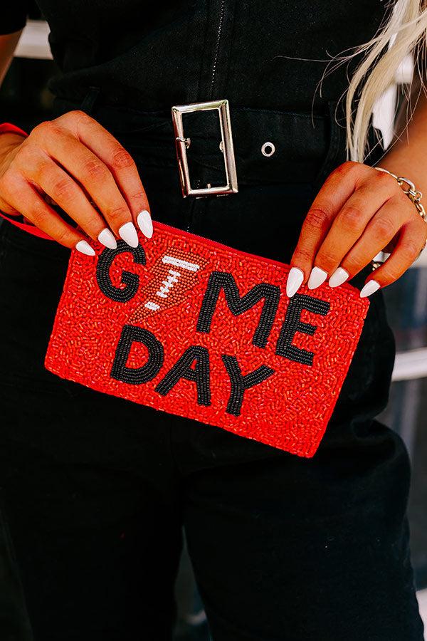 Game Day Beaded Clutch In Red Product Image