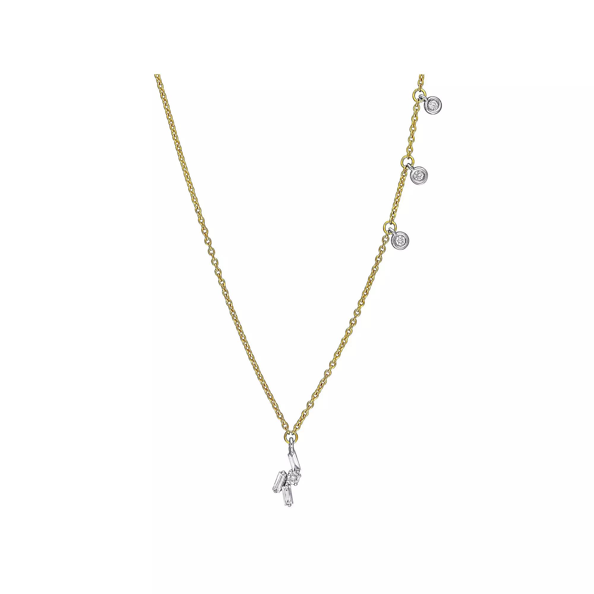 Stella Grace Two-Tone 1/4 Carat T.W. Diamond Station Necklace, Women's, Size: 17", 14k Two Tone Product Image
