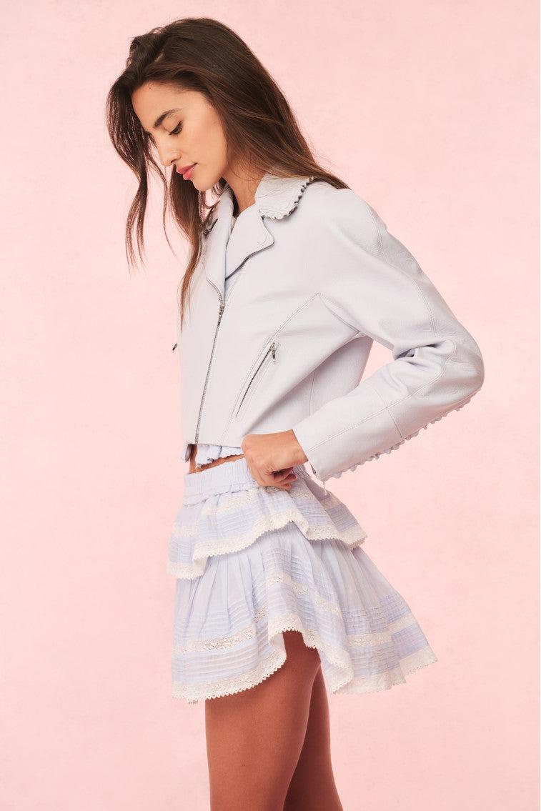 Rheisa Cropped Leather Moto Jacket Product Image