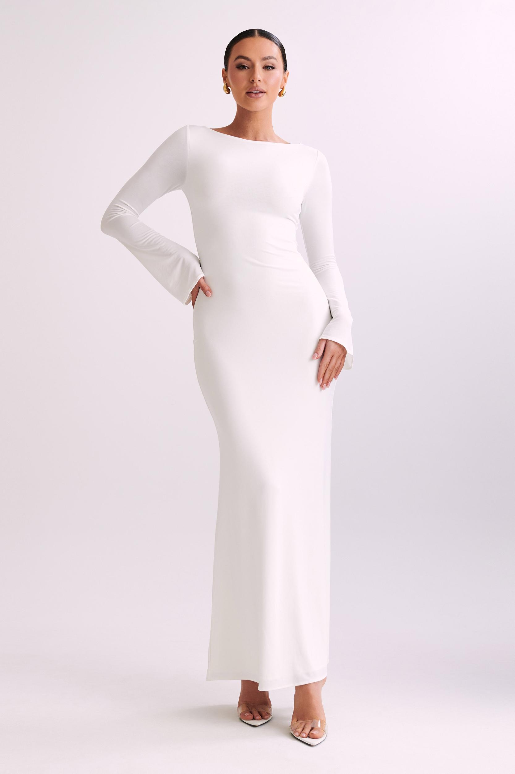 Tarna Slinky Fishtail Maxi Dress - Ivory Product Image