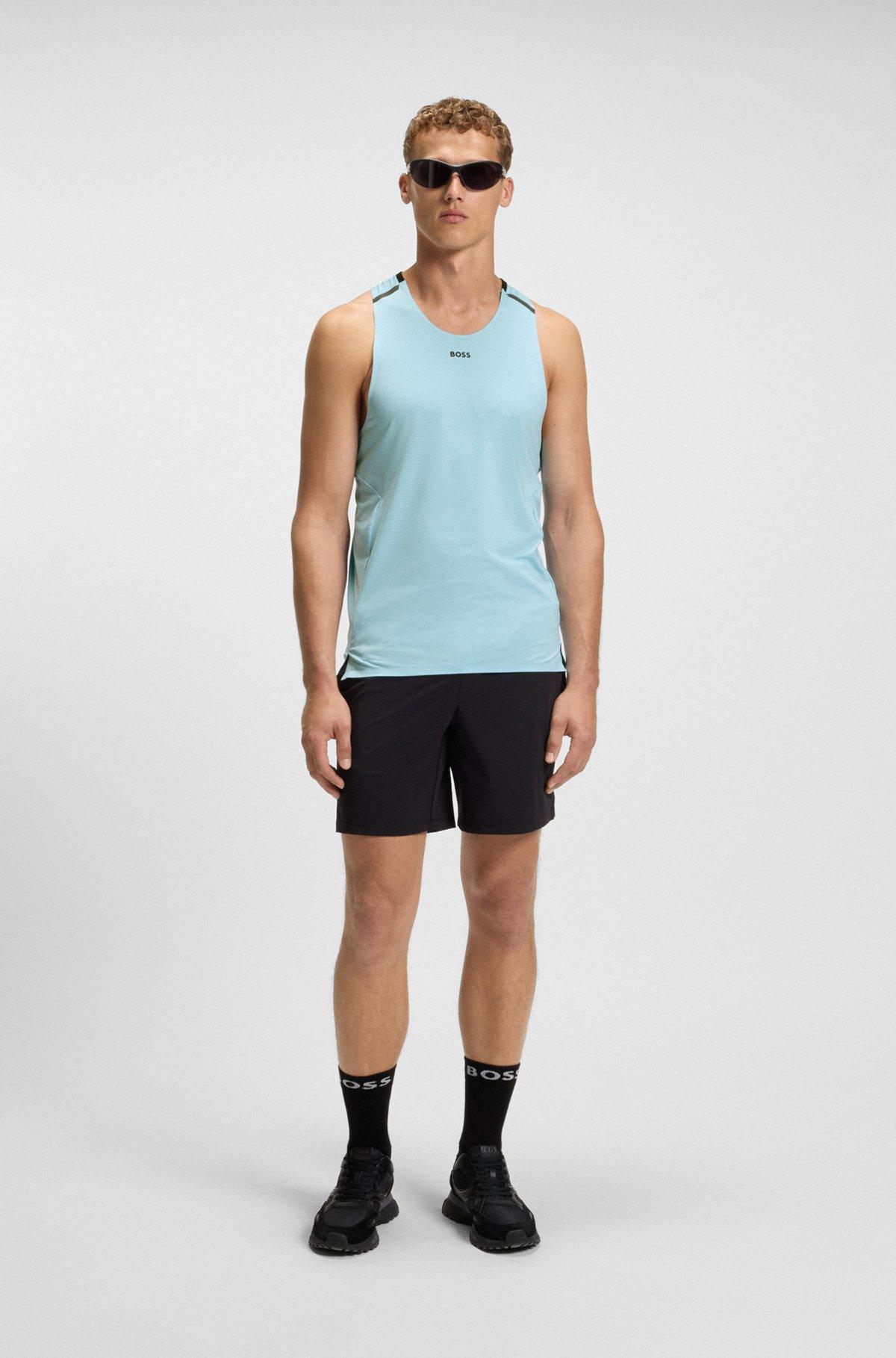 Active mesh-jersey tank top with decorative reflective details Product Image